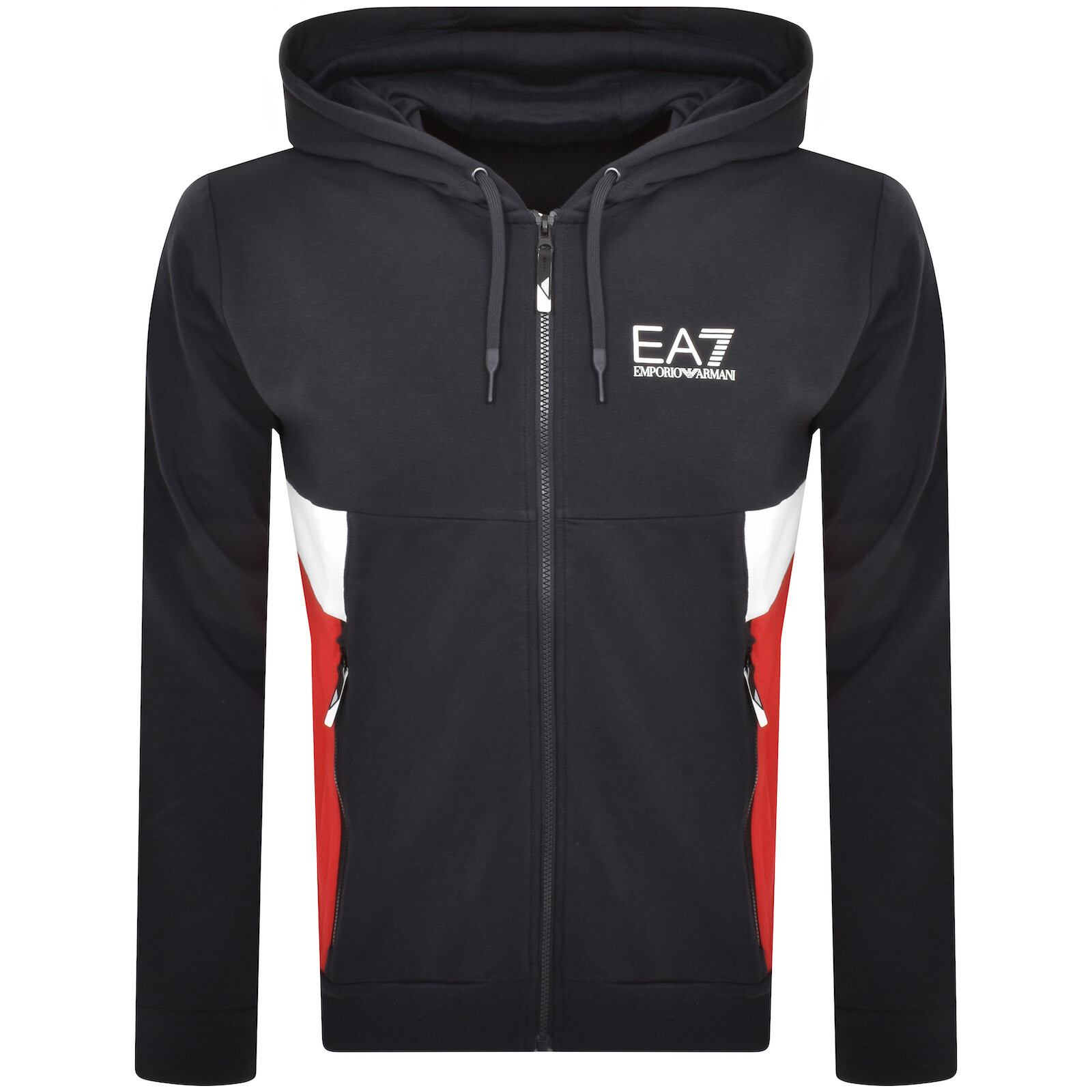 Shop Ea7 Emporio Armani Full Zip Logo Hoodie Navy