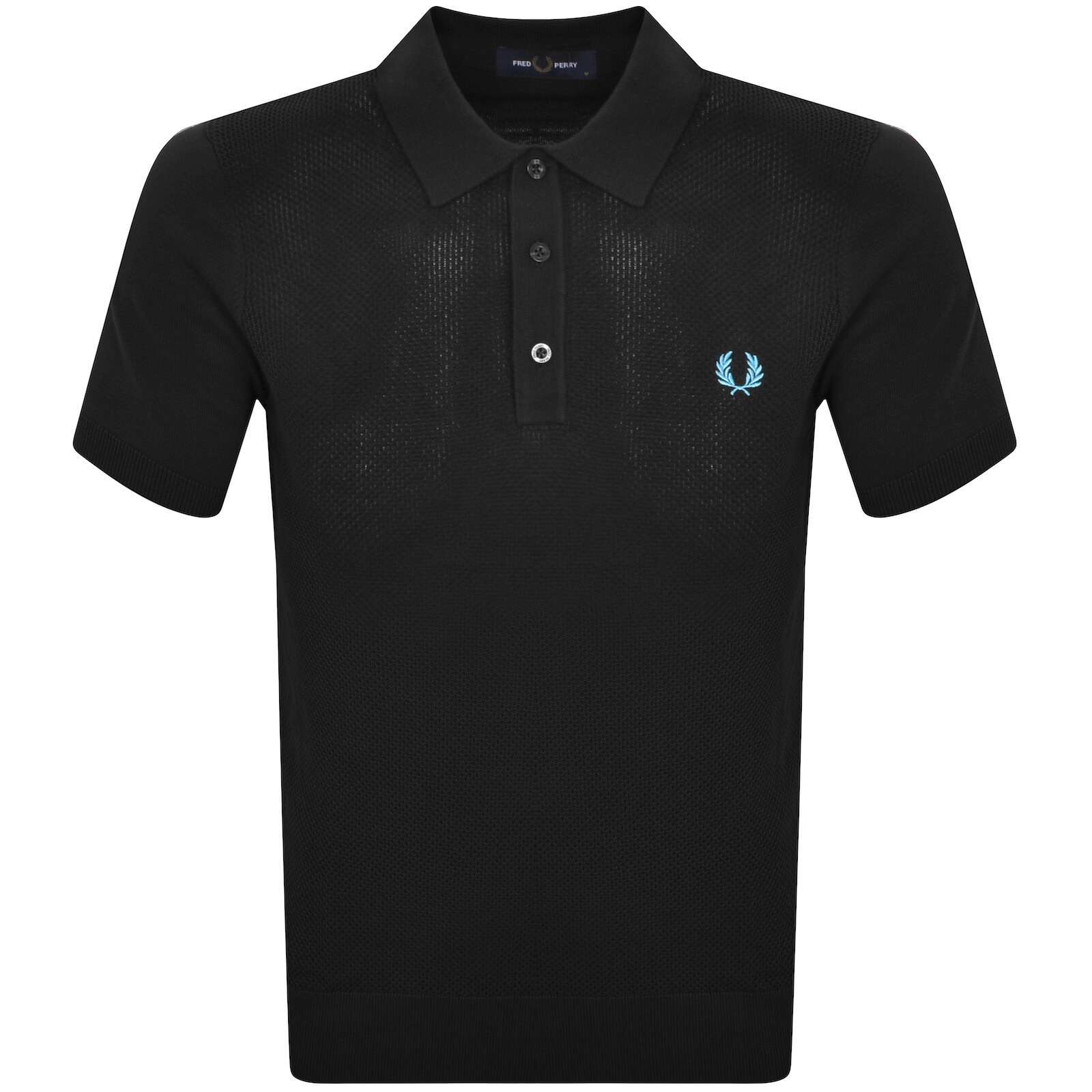 Shop Fred Perry Knitted Polo T Shirt Black