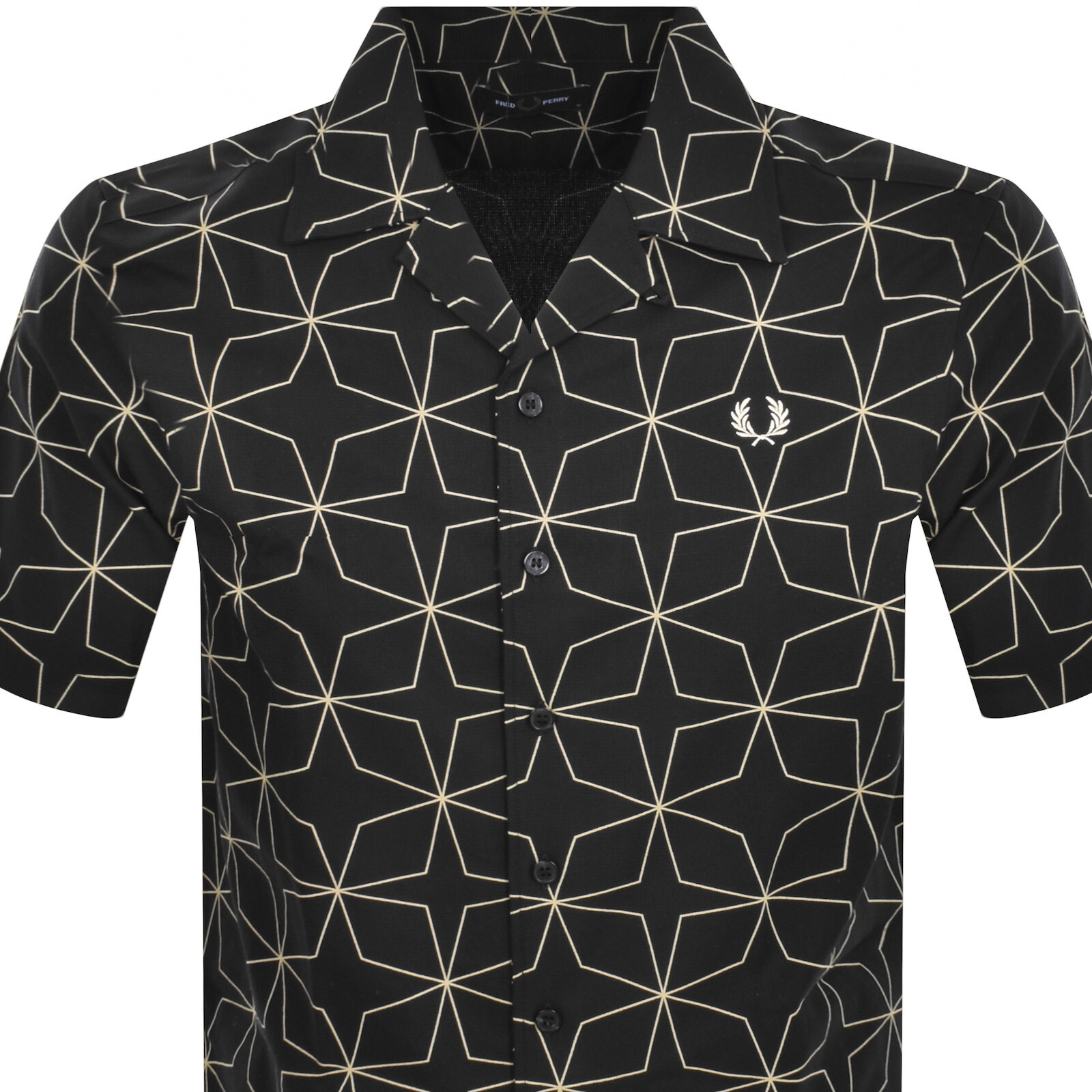 Shop Fred Perry Geometric Print Shirt Black