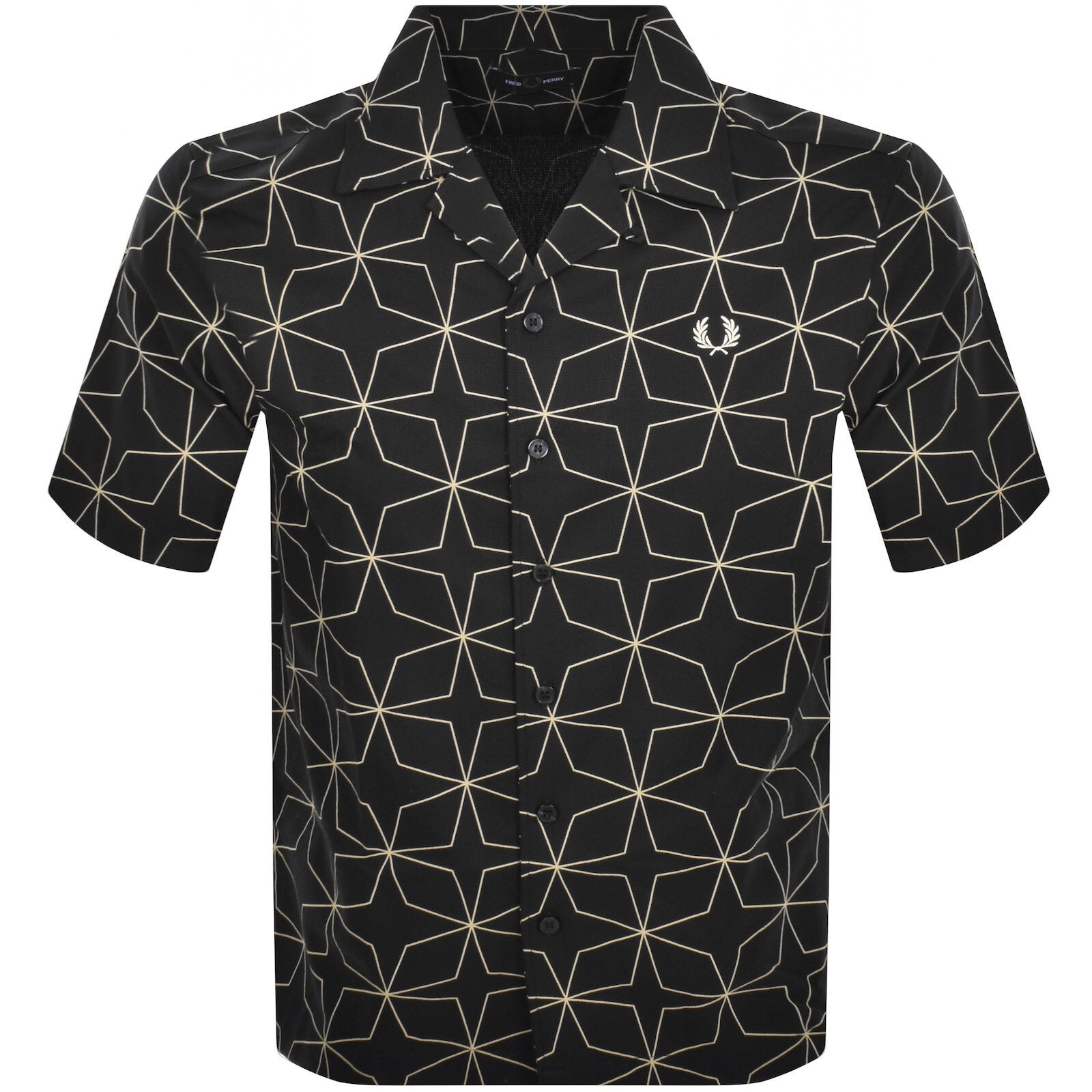 Shop Fred Perry Geometric Print Shirt Black