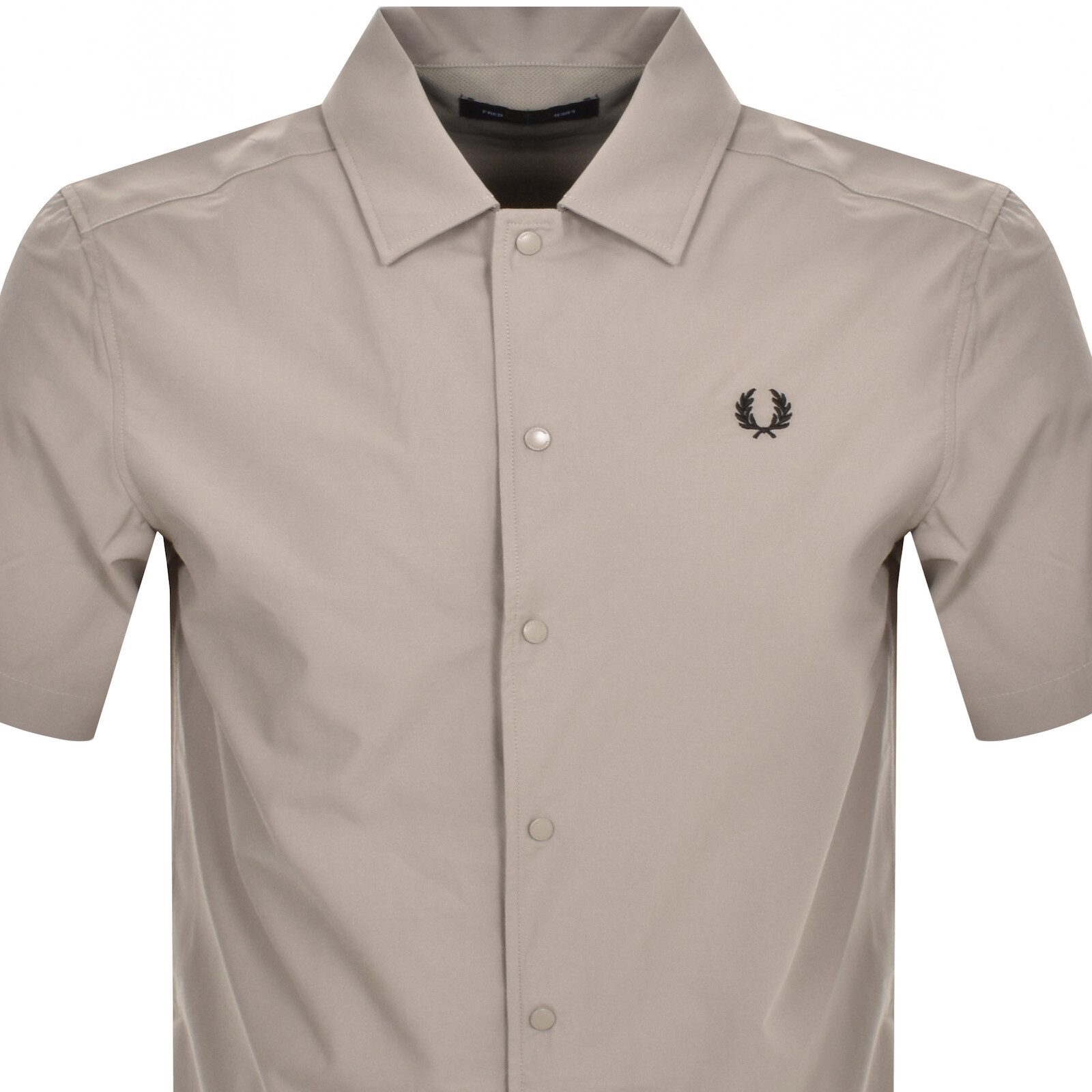 Shop Fred Perry Panelled Poplin Beach Shirt Grey