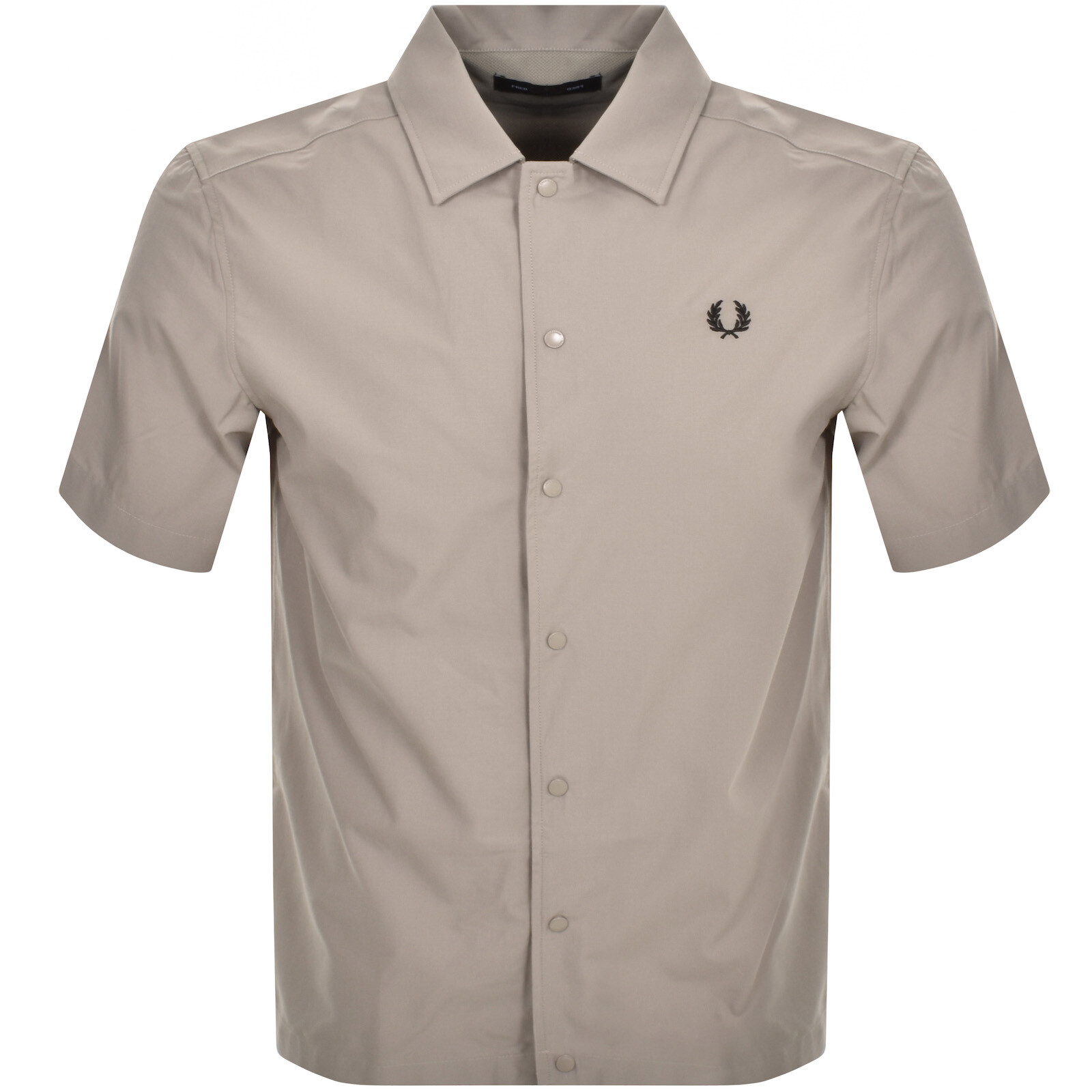 Shop Fred Perry Panelled Poplin Beach Shirt Grey