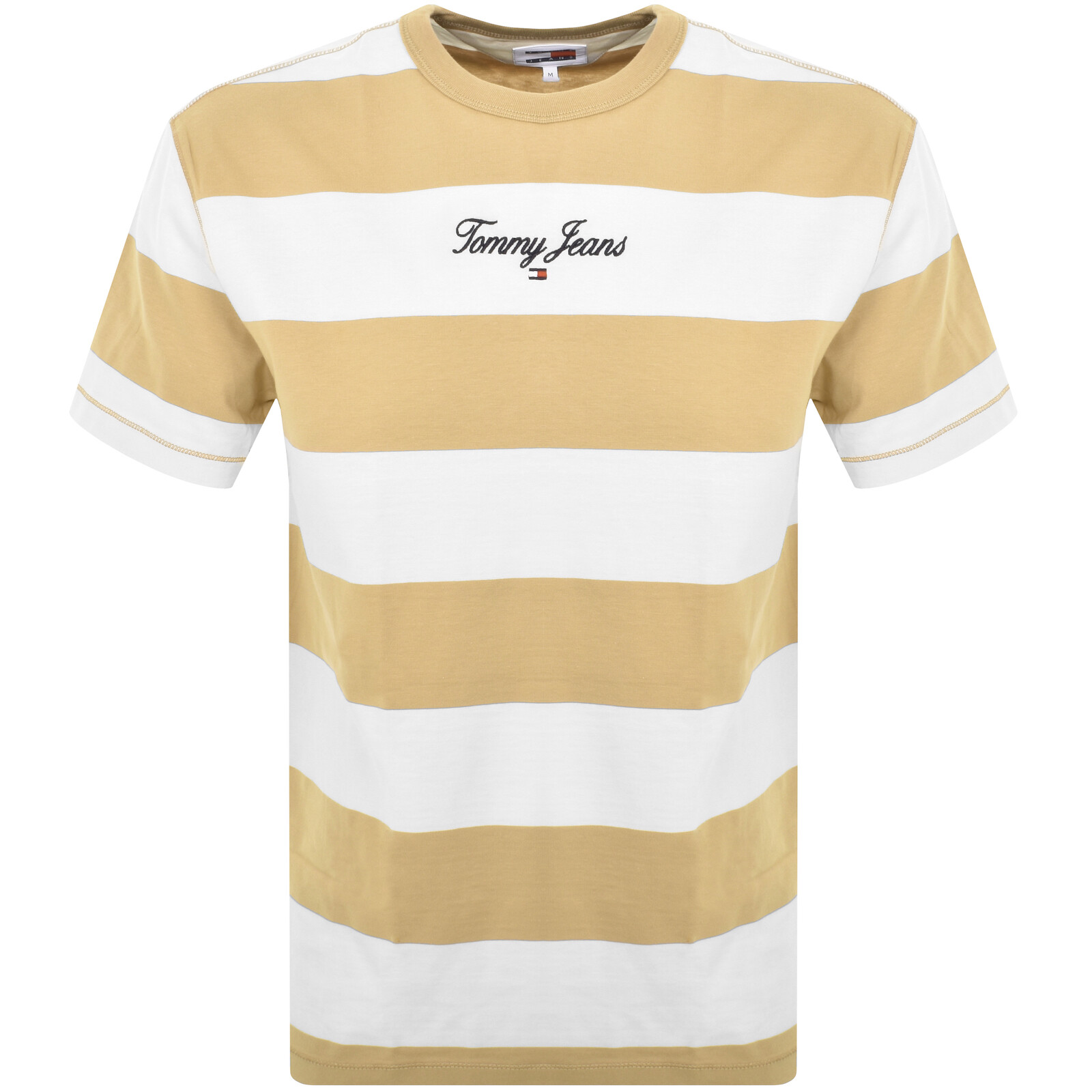 Shop Tommy Jeans Bold Stripe Logo T Shirt Beige