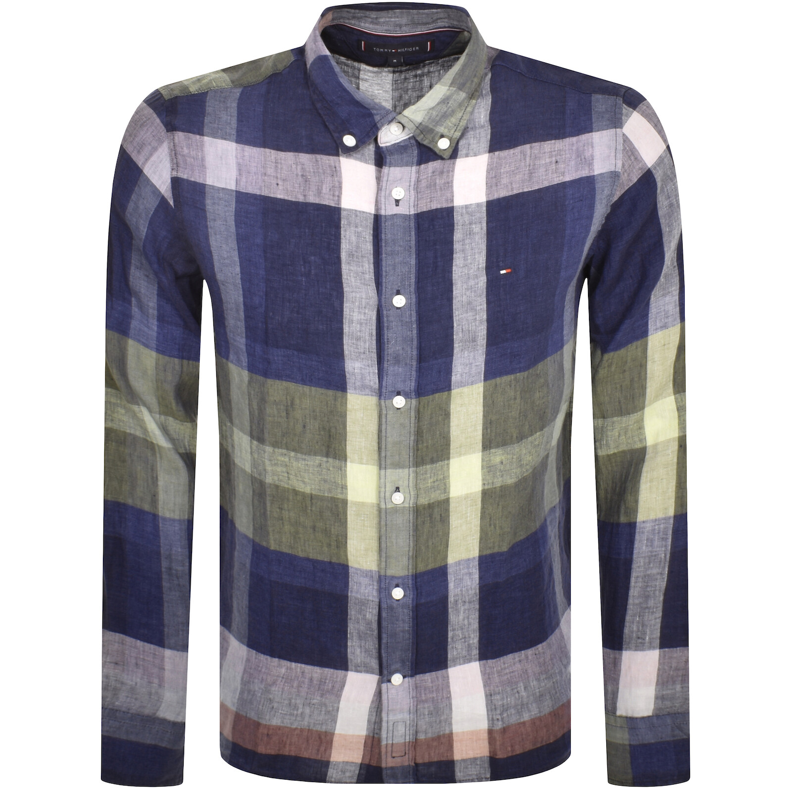 Tommy Hilfiger Check Long Sleeve Shirt Navy In Navy