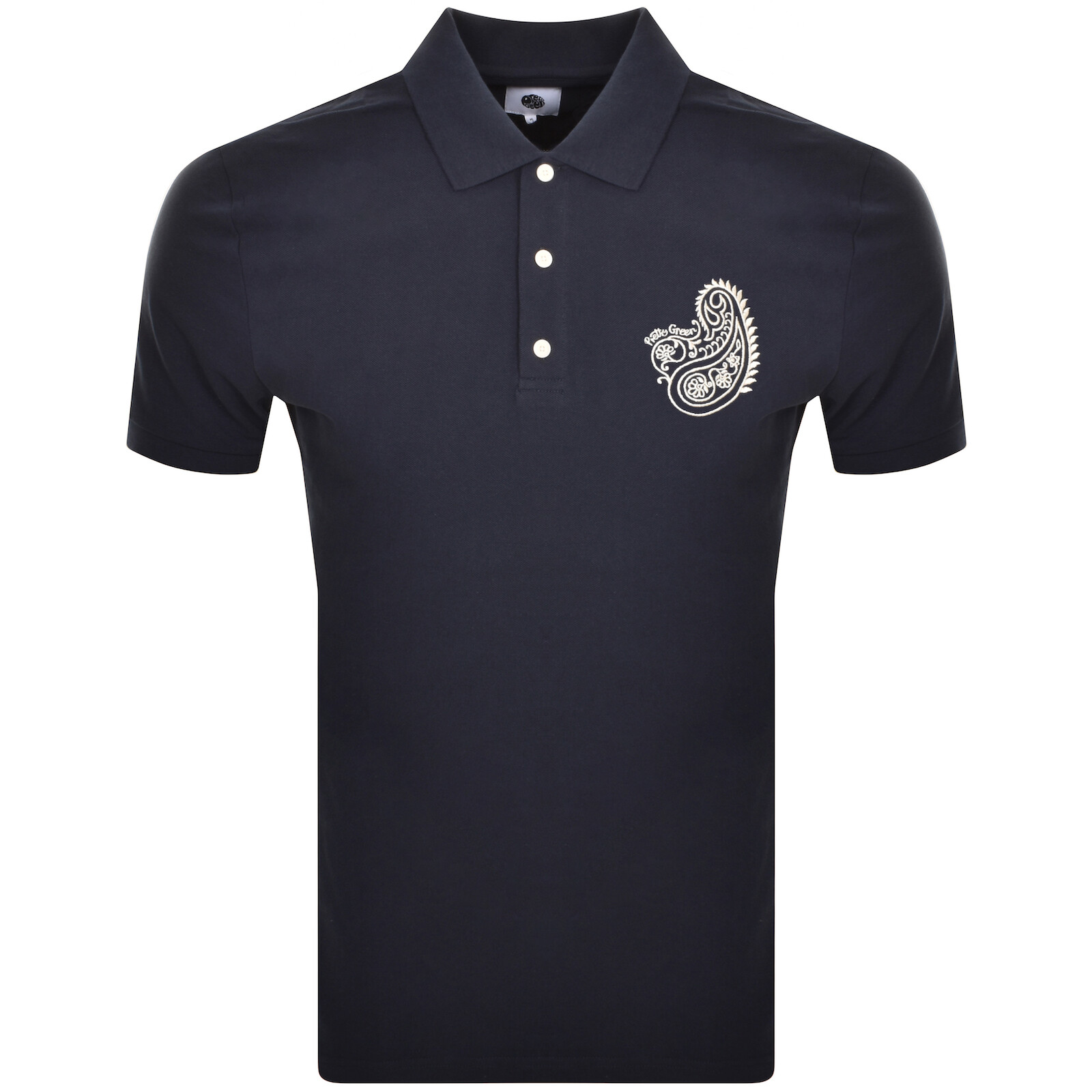 Shop Pretty Green Paisley Polo T Shirt Navy