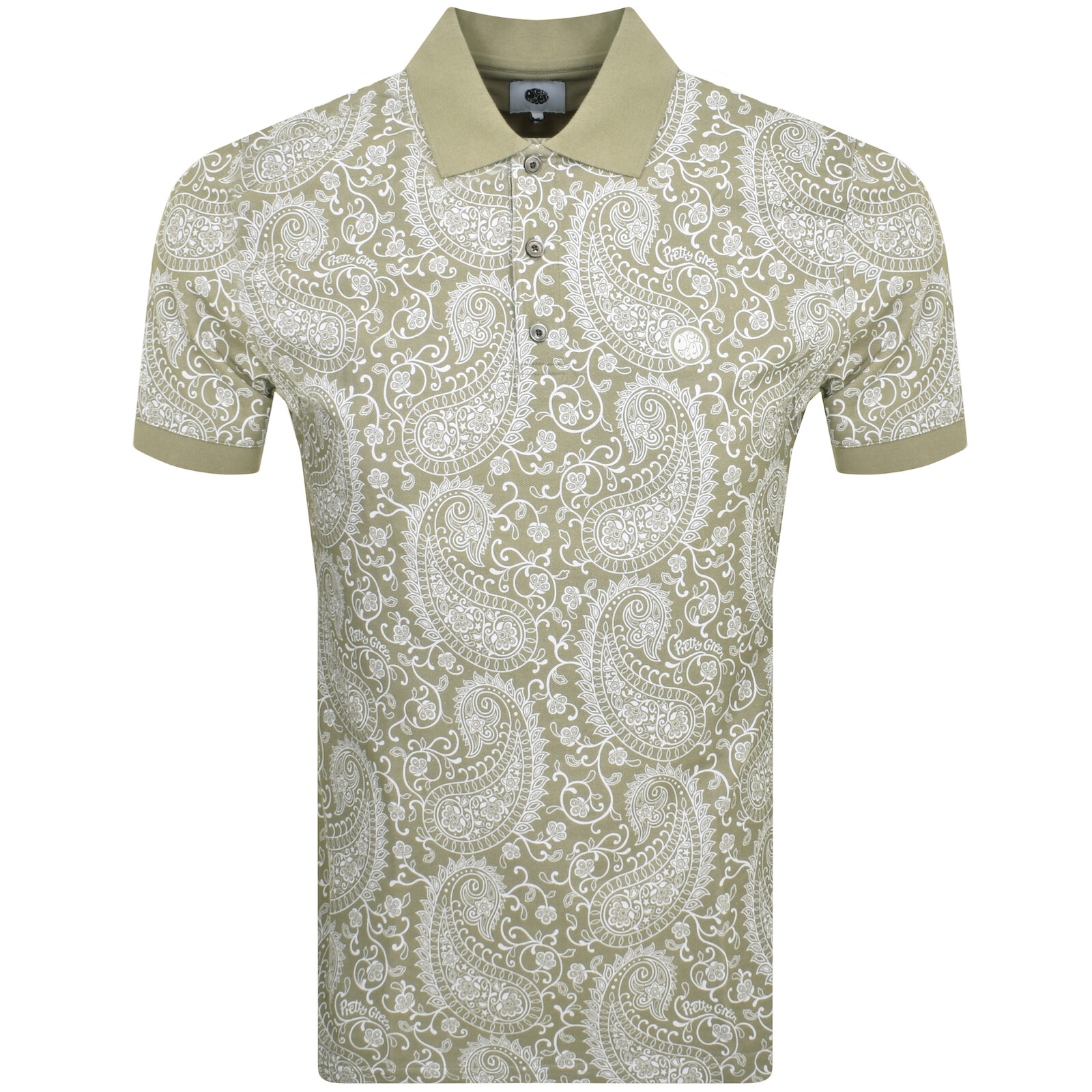 Shop Pretty Green Paisley Polo T Shirt Green