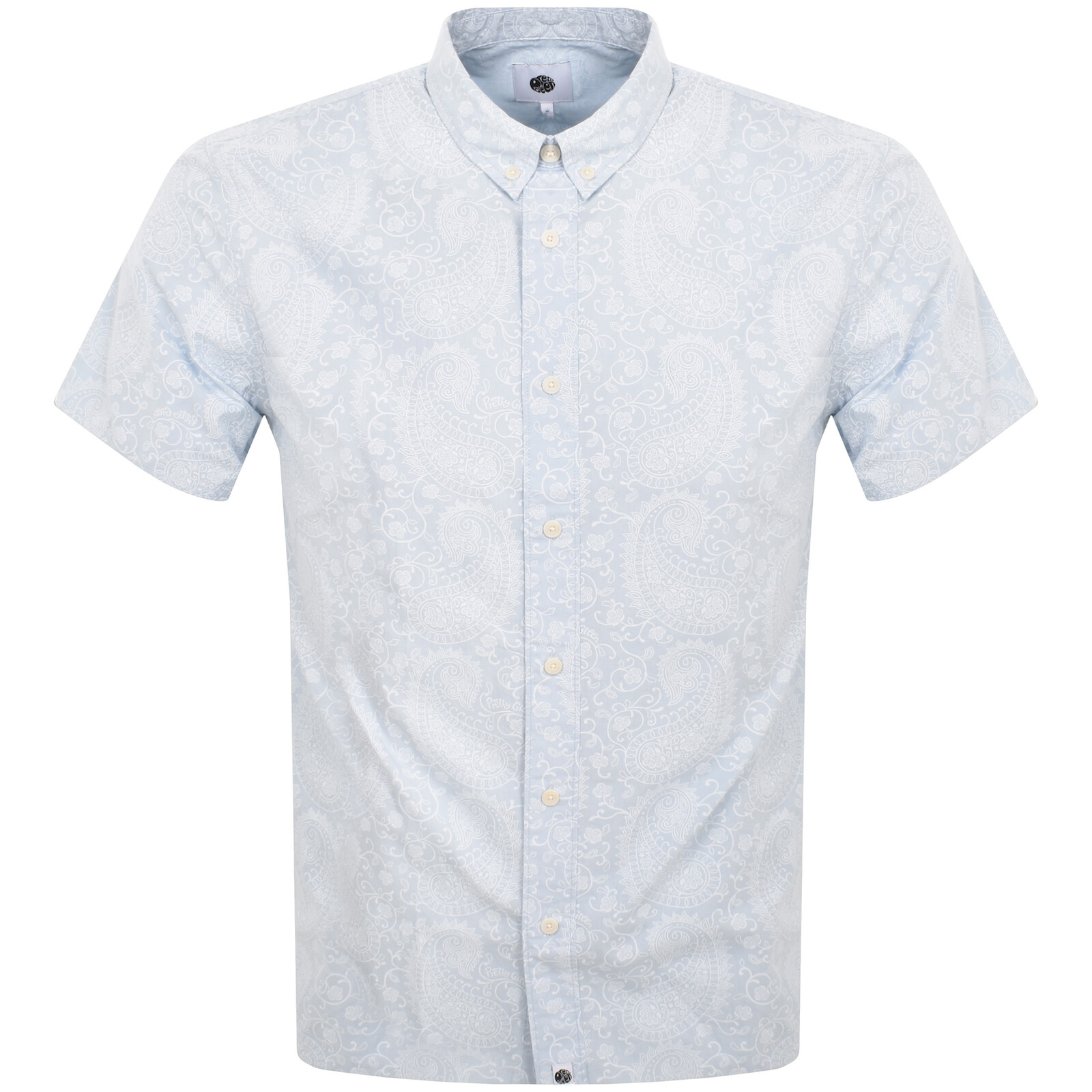 Pretty Green Paisley Short Sleeve Shirt Blue In Blue