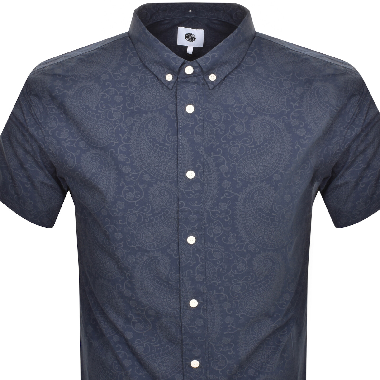 Shop Pretty Green Paisley Short Sleeve Shirt Navy