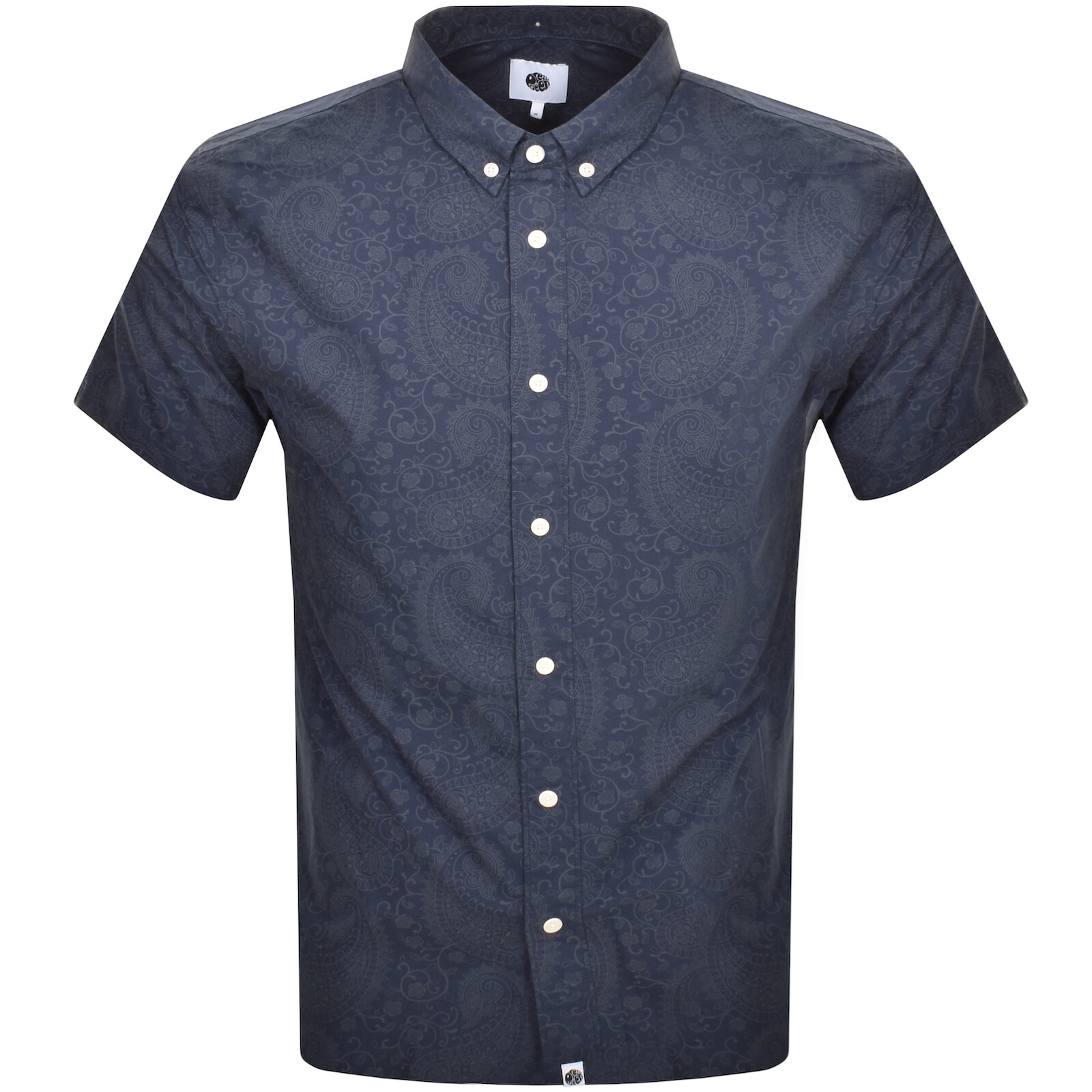 Shop Pretty Green Paisley Short Sleeve Shirt Navy