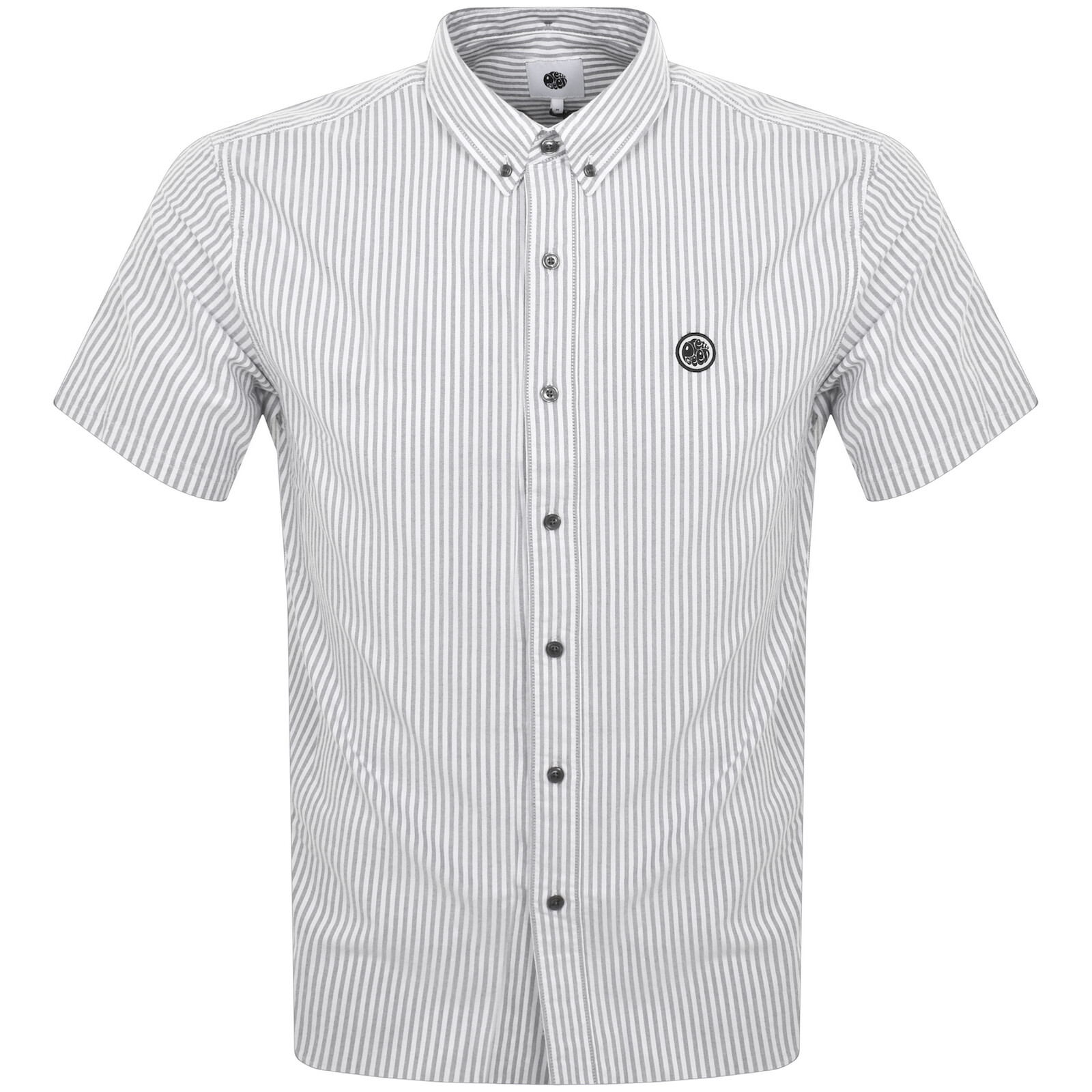 Shop Pretty Green Short Sleeve Stripe Shirt Grey