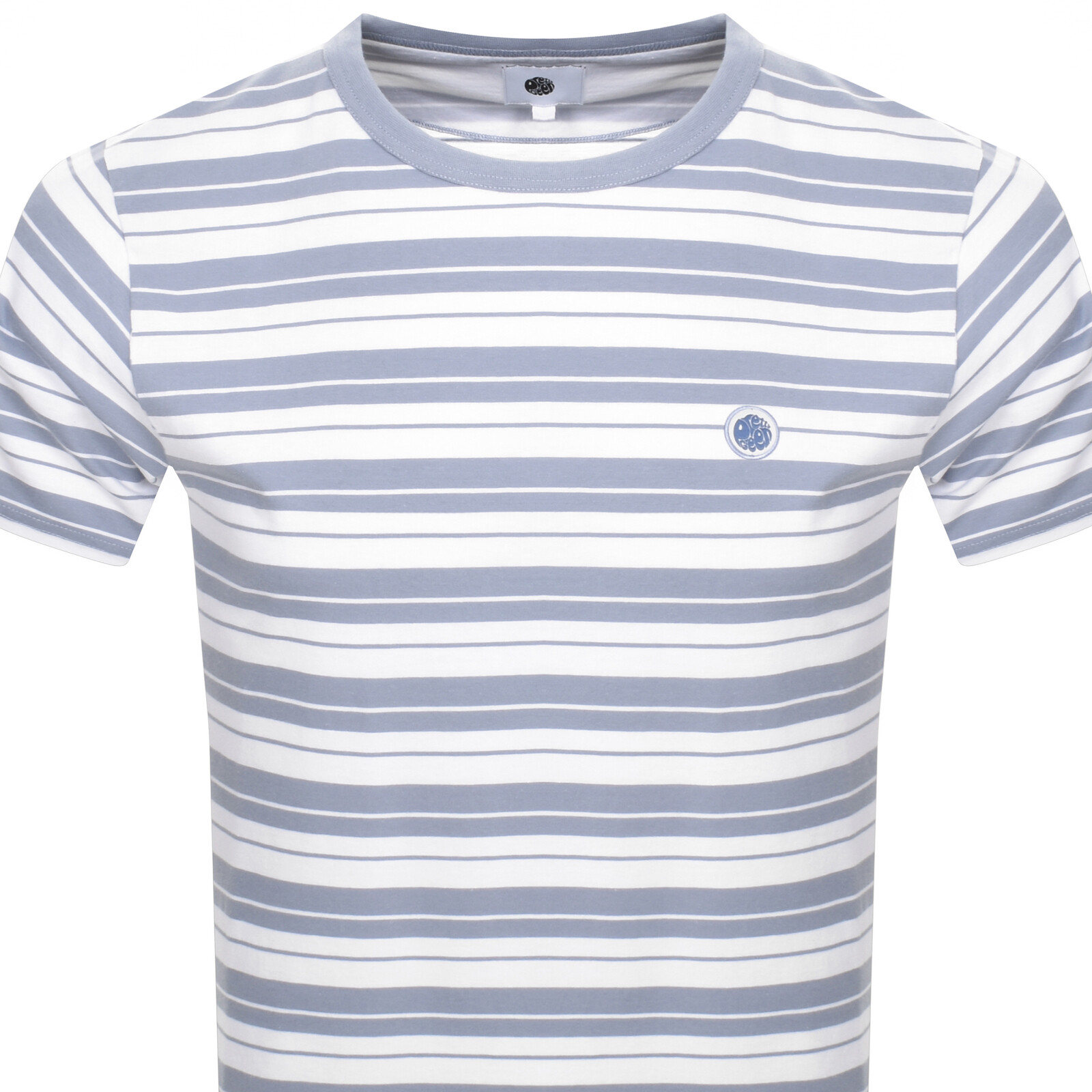 Shop Pretty Green Capella Stripe Logo T Shirt Blue