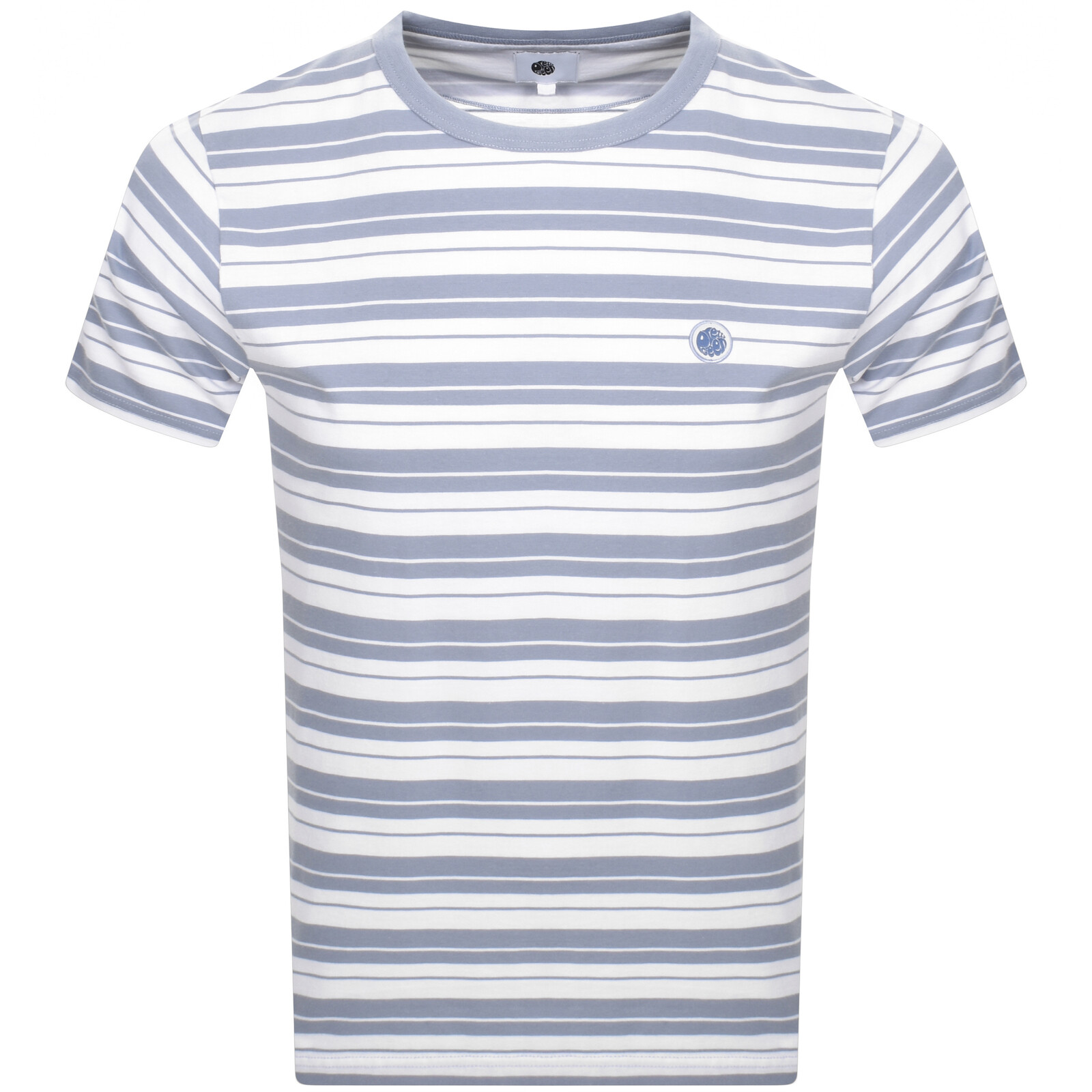 Shop Pretty Green Capella Stripe Logo T Shirt Blue