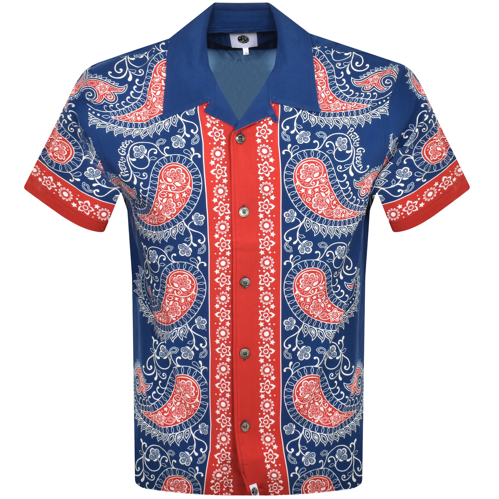 Shop Pretty Green Short Sleeve Laguna Shirt Navy