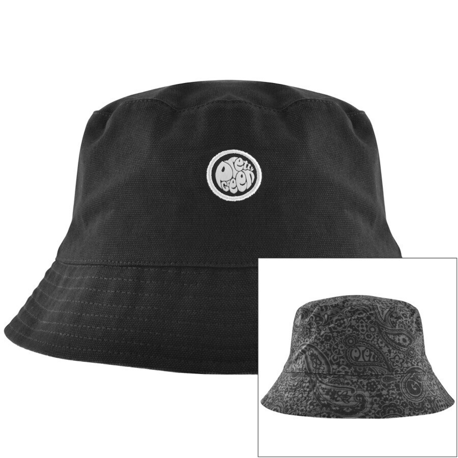 Shop Pretty Green Tonal Paisley Bucket Hat Black