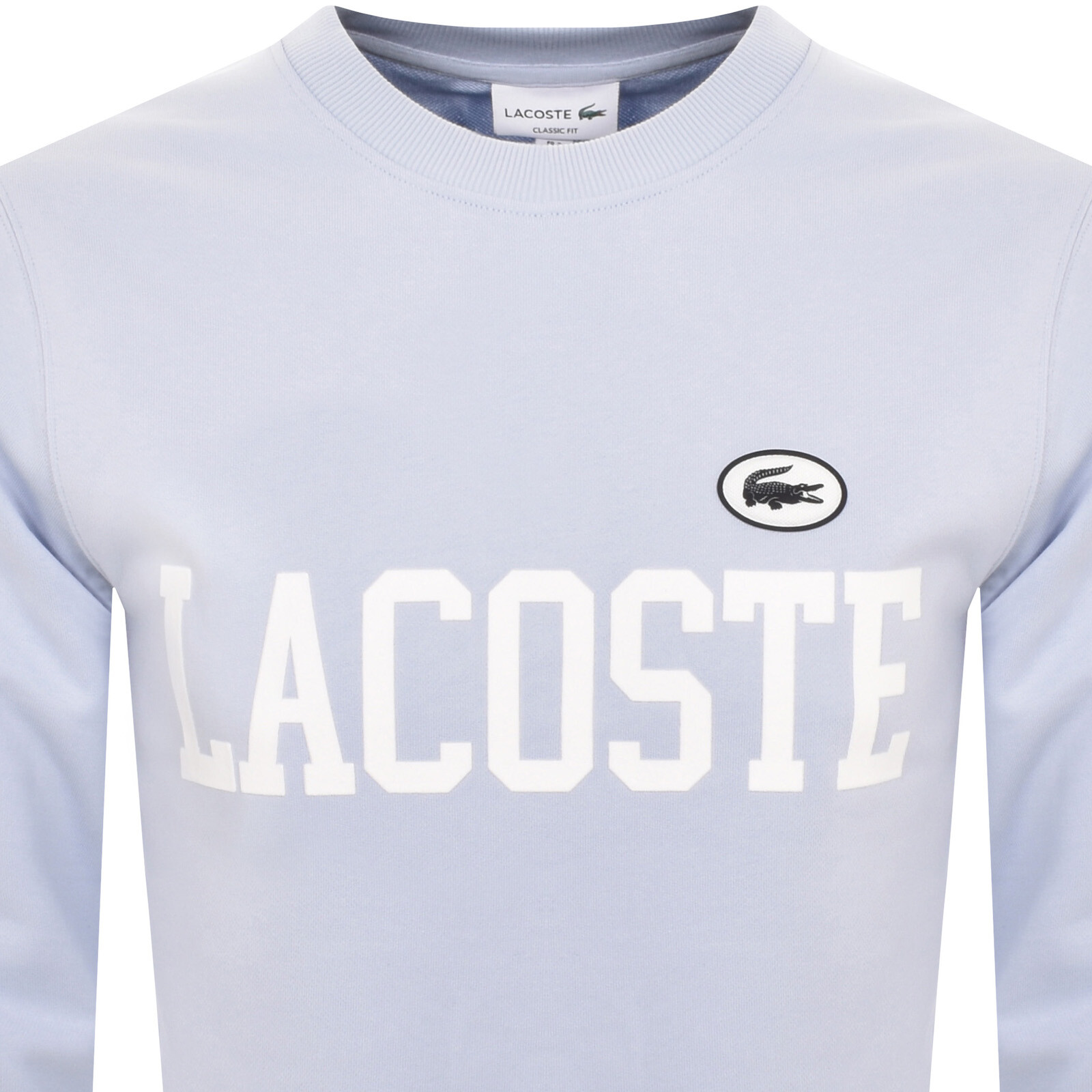 Shop Lacoste Logo Crew Neck Sweatshirt Blue