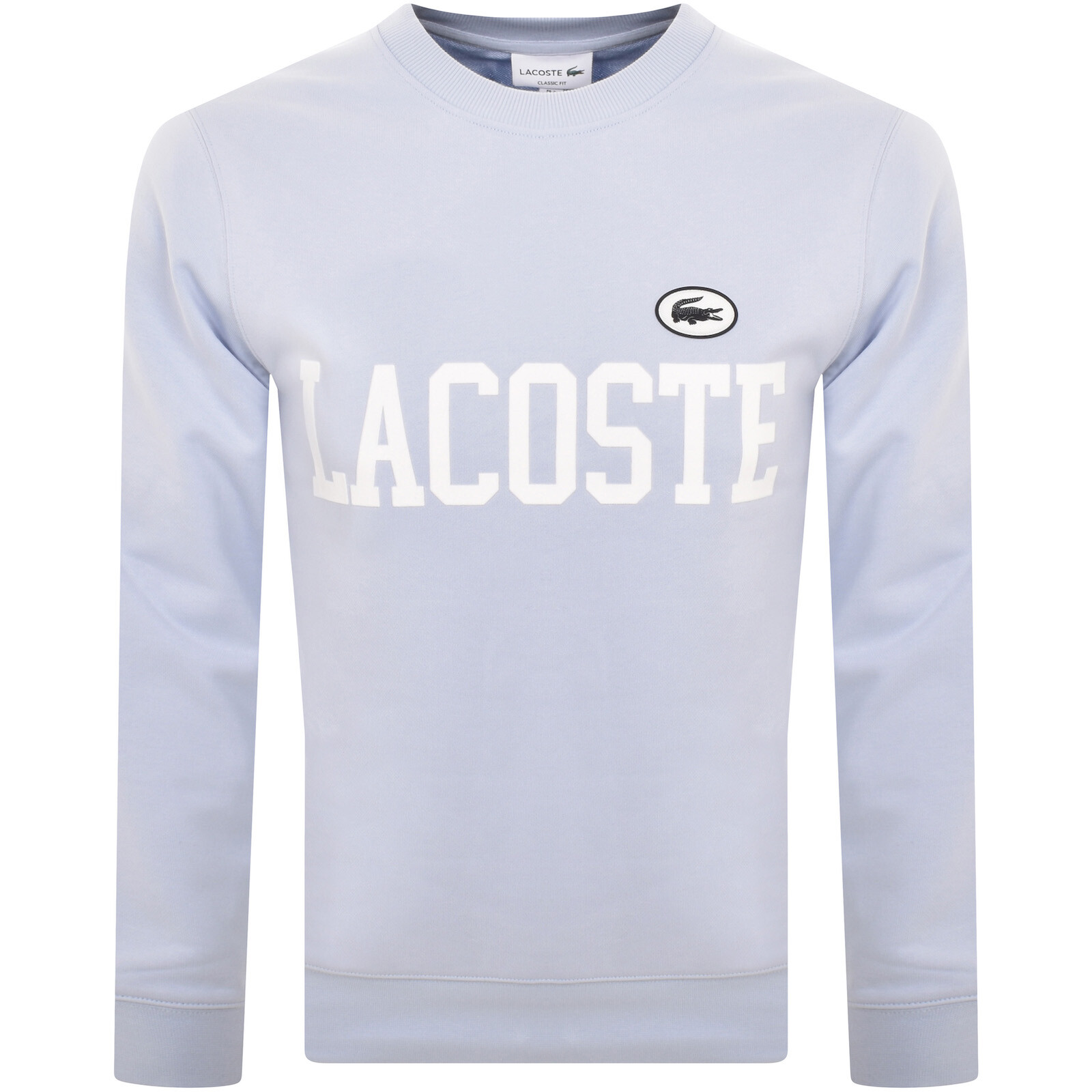 Shop Lacoste Logo Crew Neck Sweatshirt Blue