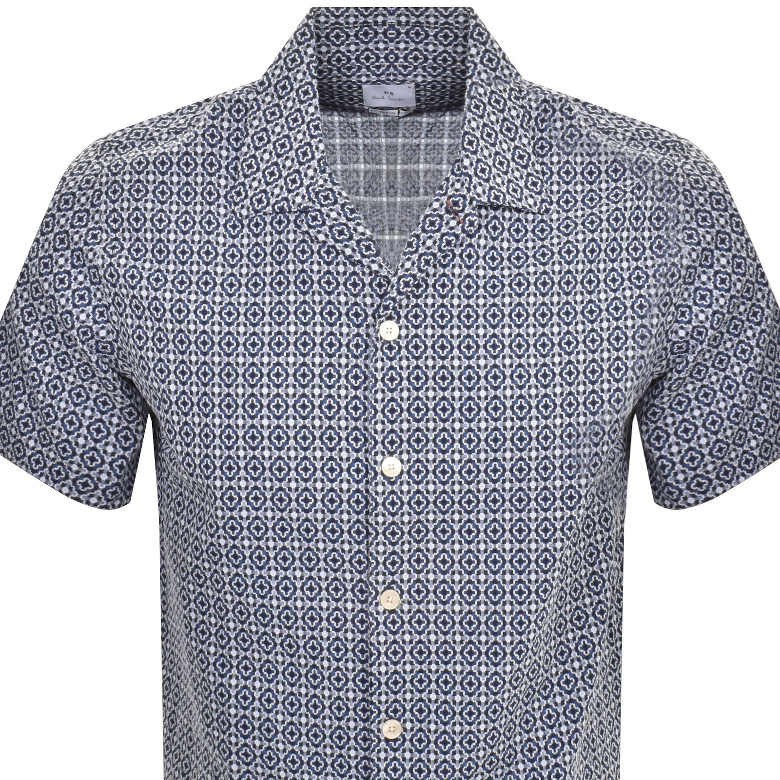 Shop Paul Smith Short Sleeve Casual Fit Shirt Navy