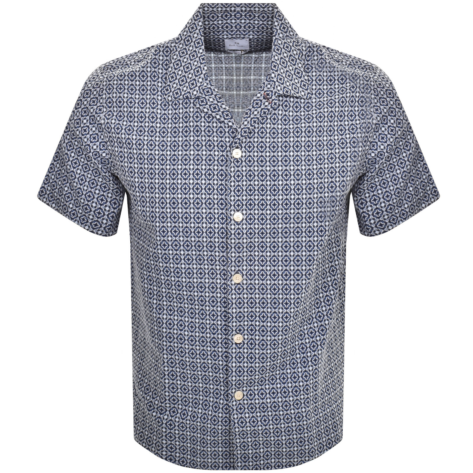 Shop Paul Smith Short Sleeve Casual Fit Shirt Navy