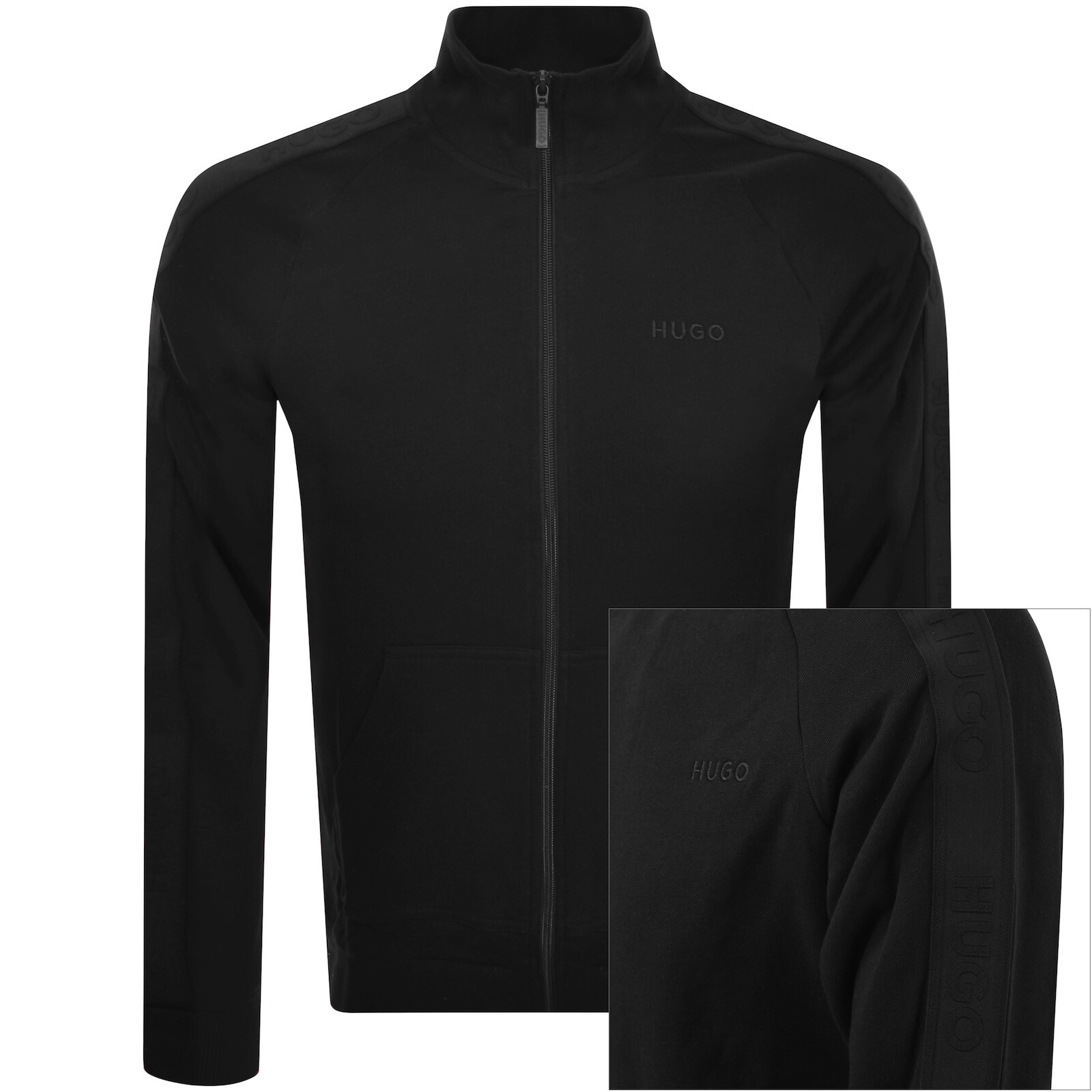 Shop Hugo Lounge Full Zip Tonal Sweatshirt Black