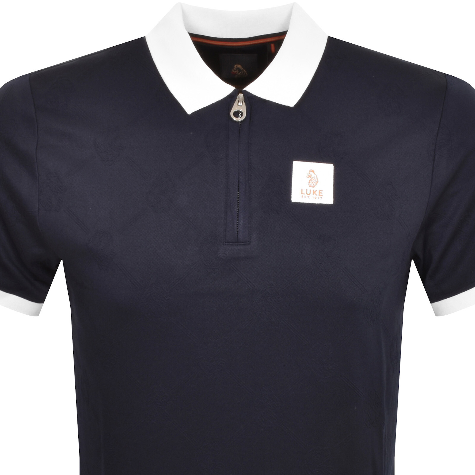 Shop Luke 1977 Bauer Zip Polo T Shirt Navy