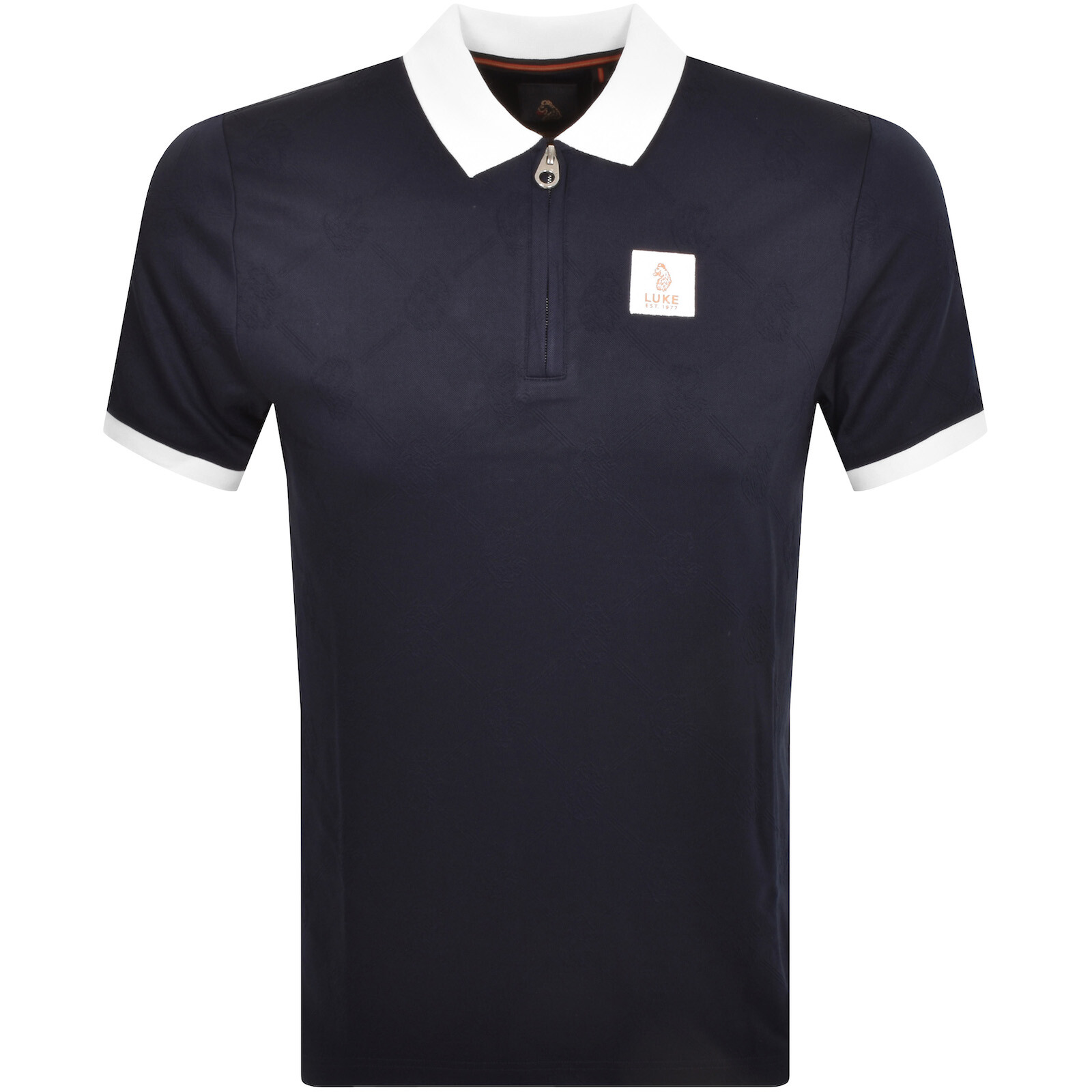 Shop Luke 1977 Bauer Zip Polo T Shirt Navy