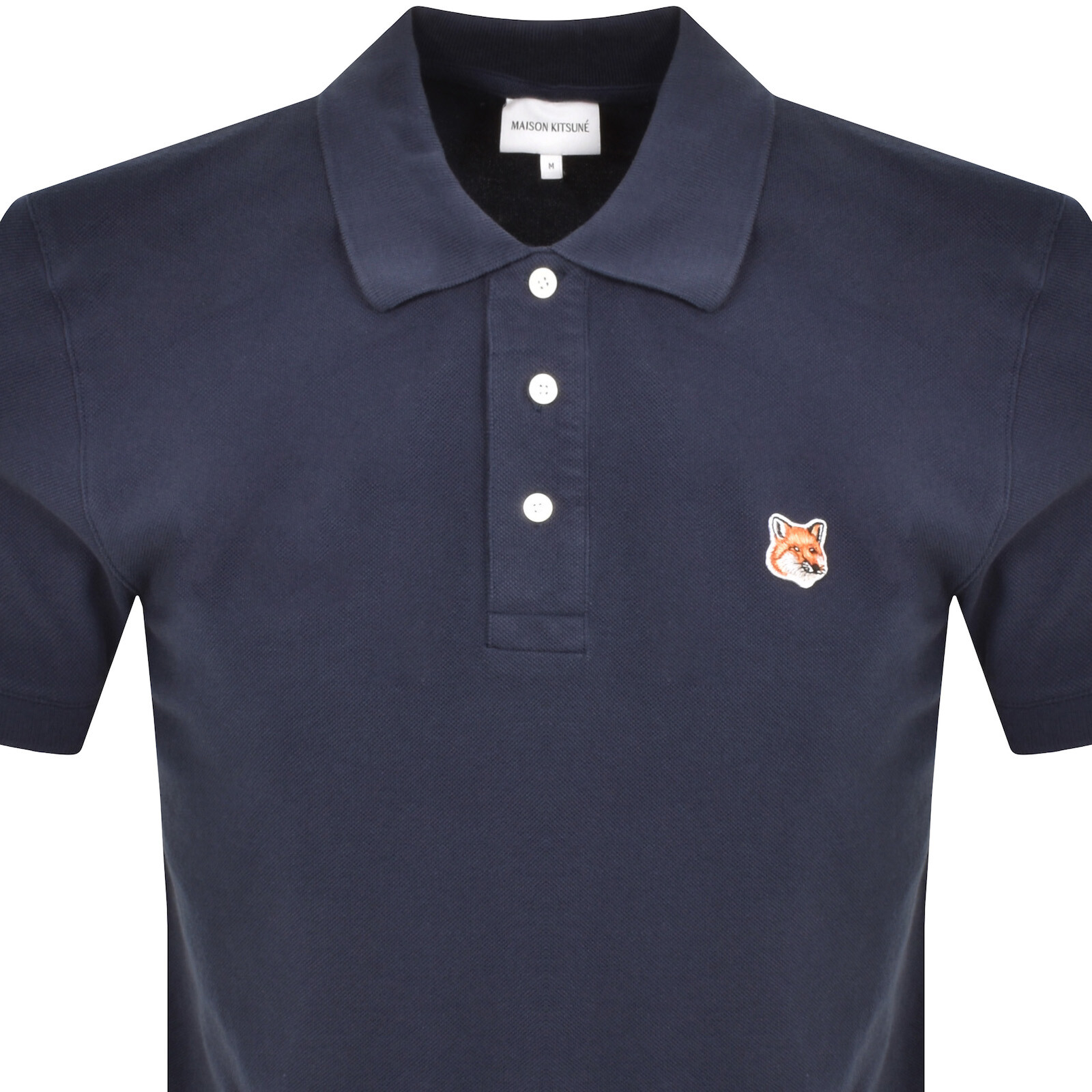 Shop Maison Kitsuné Maison Kitsune Fox Head Polo T Shirt Blue