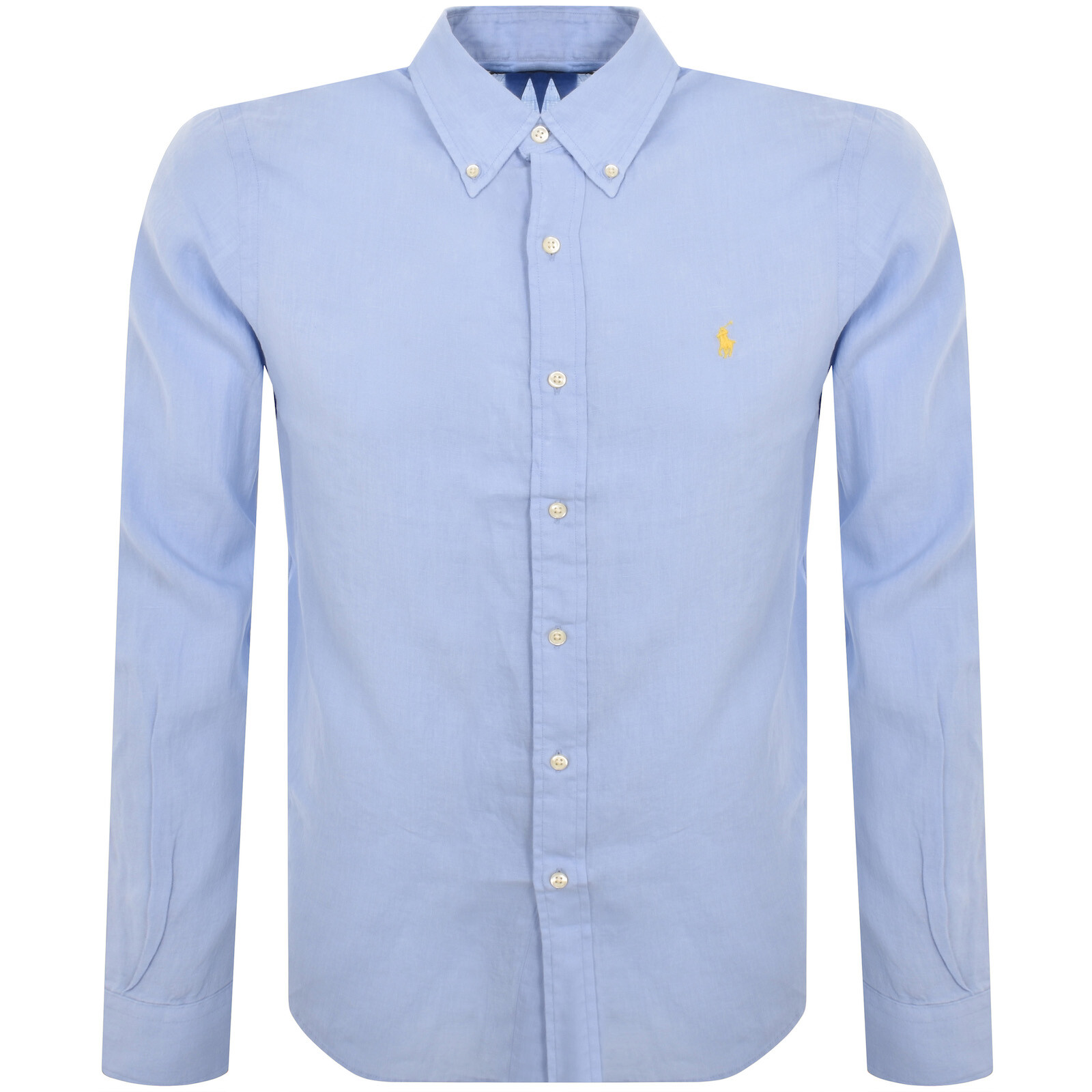 Shop Ralph Lauren Long Sleeve Linen Shirt Blue