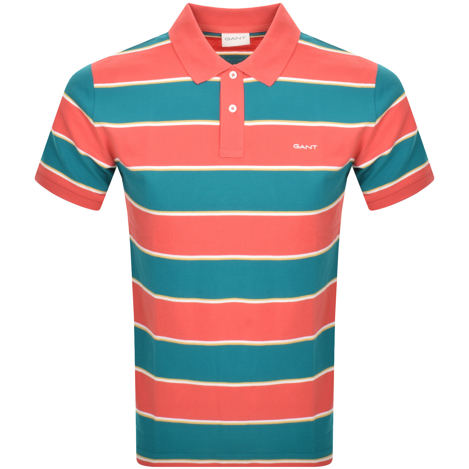 Shop Gant Stripe Pique Polo T Shirt Blue