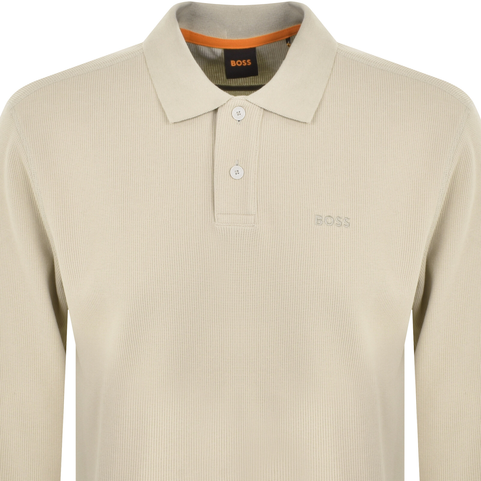 Shop Boss Casual Boss Long Sleeved Polo T Shirt Beige