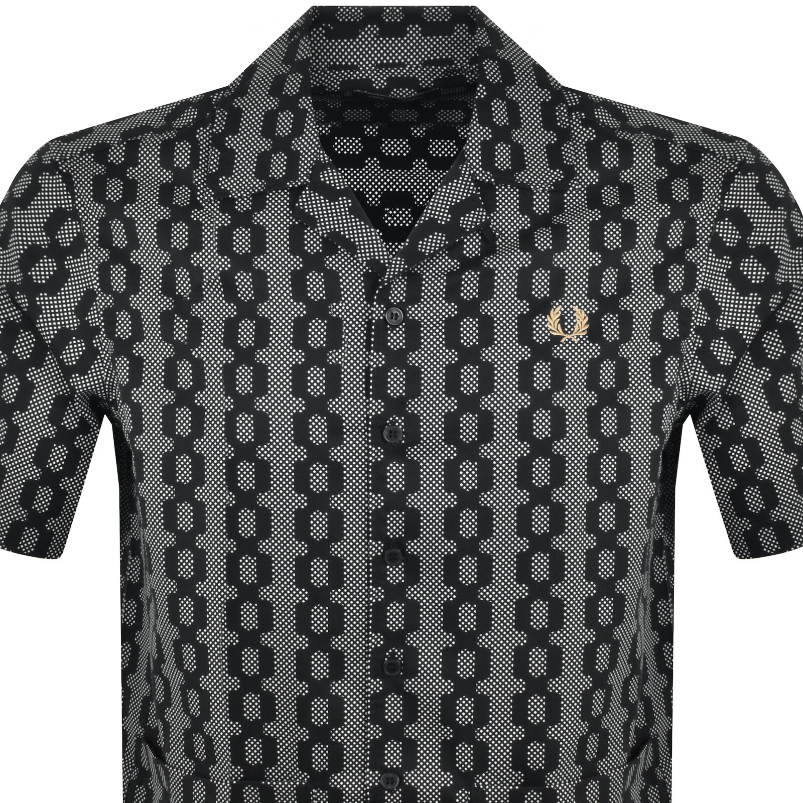 Shop Fred Perry Cable Print Shirt Black