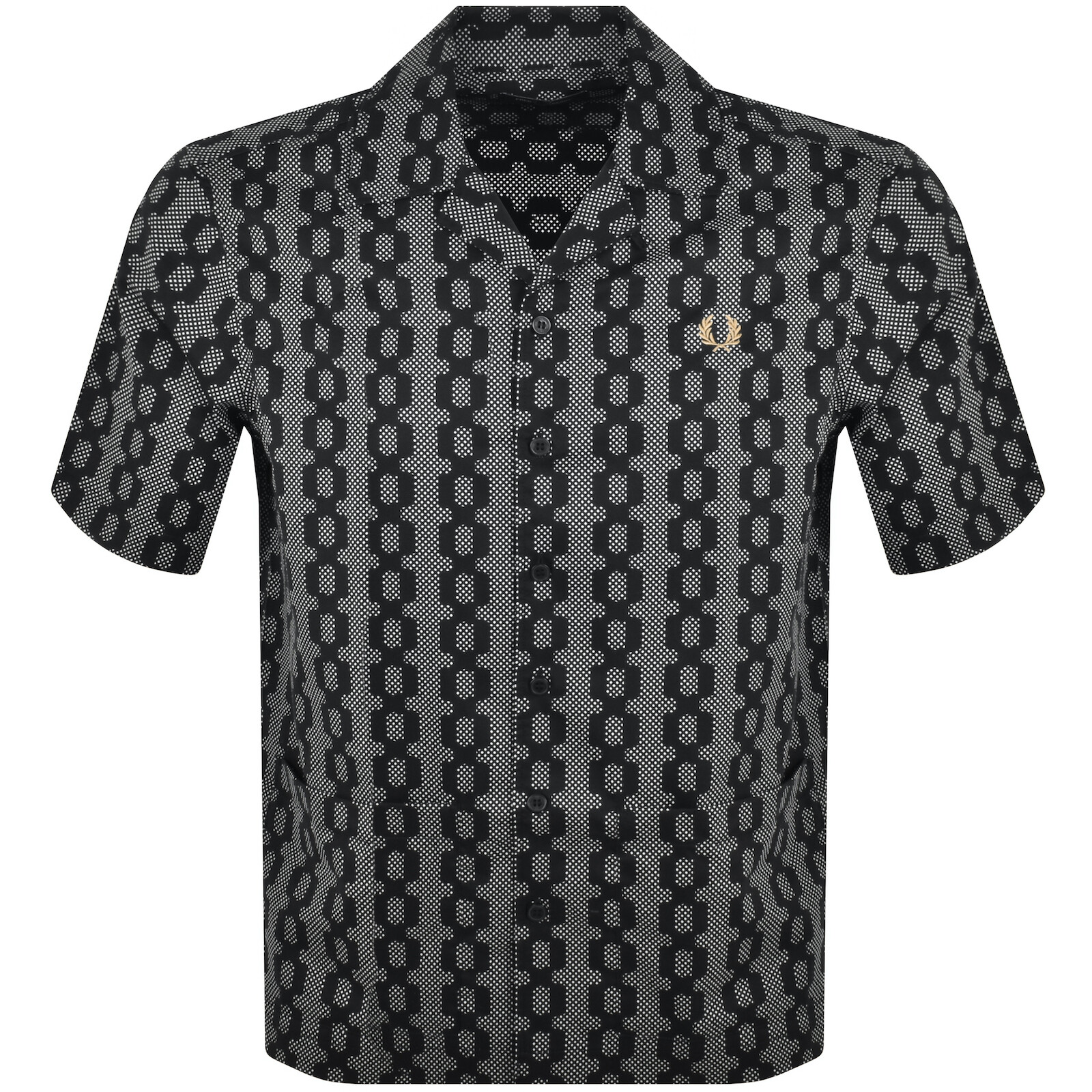 Shop Fred Perry Cable Print Shirt Black