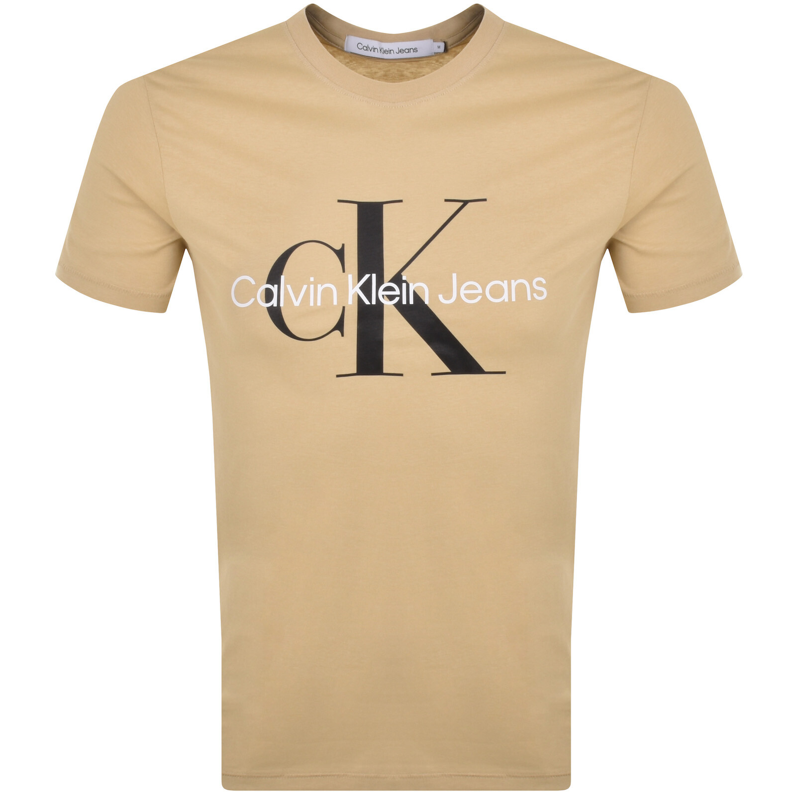 Shop Calvin Klein Jeans Monogram Logo T Shirt Khaki