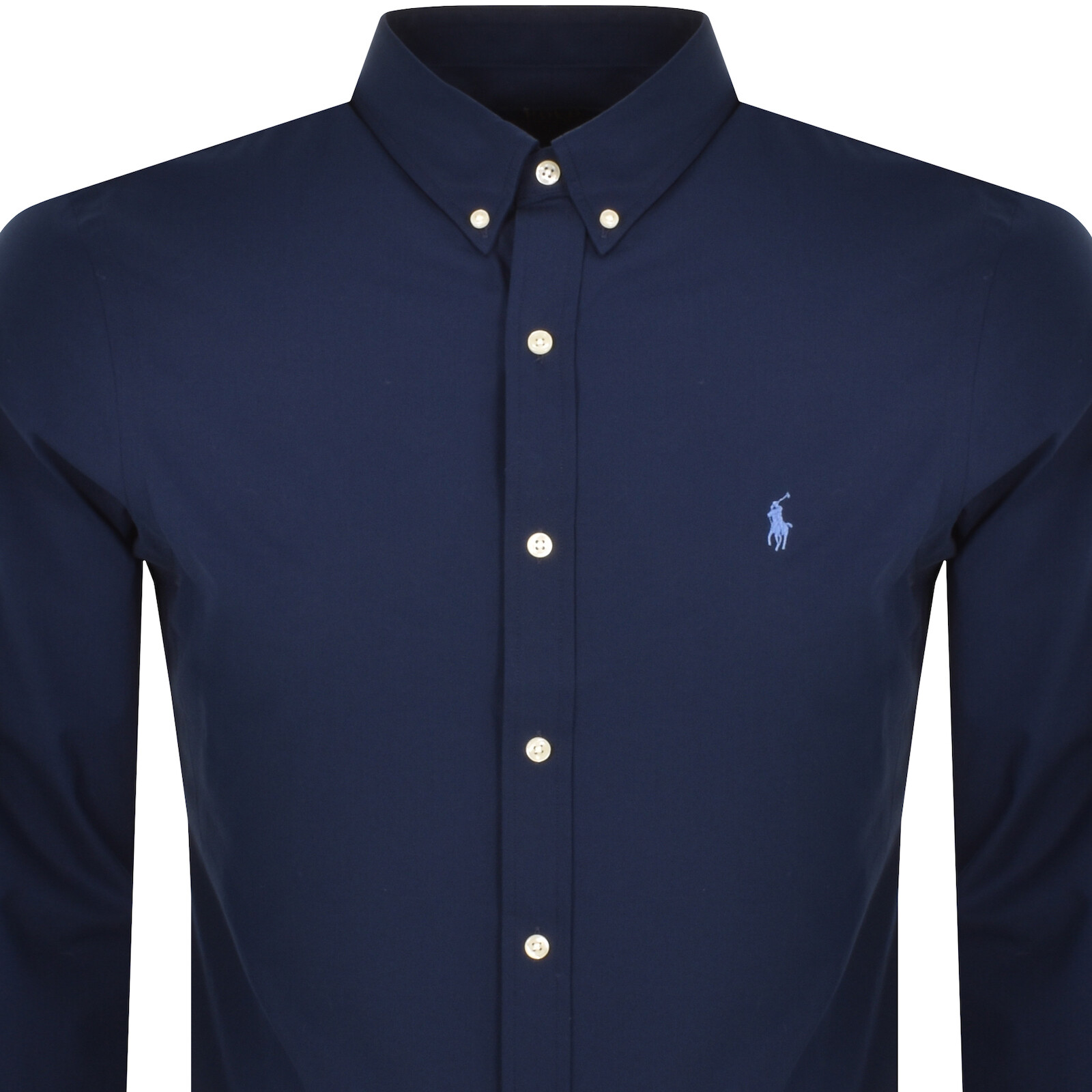 Shop Ralph Lauren Long Sleeve Slim Fit Shirt Navy