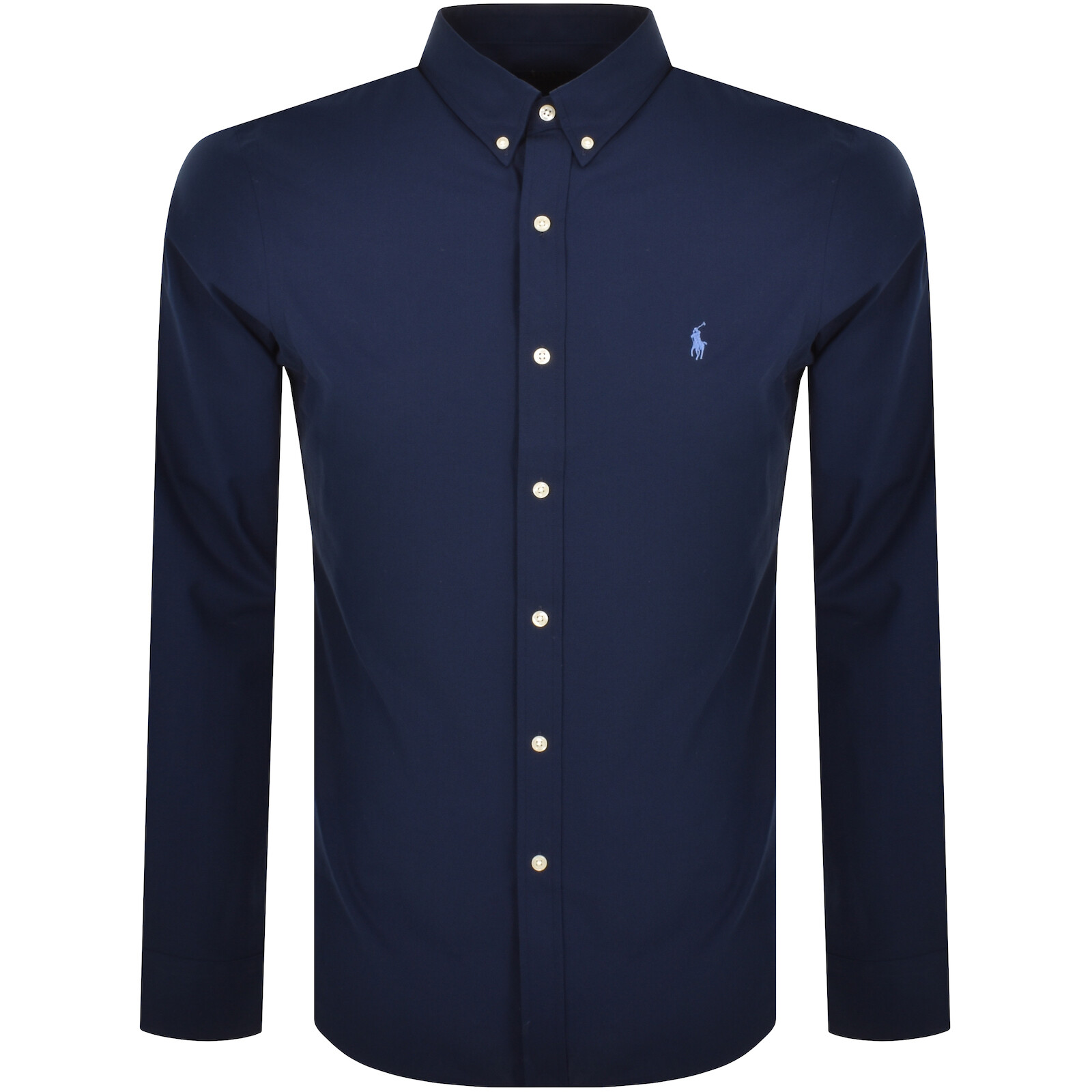 Shop Ralph Lauren Long Sleeve Slim Fit Shirt Navy