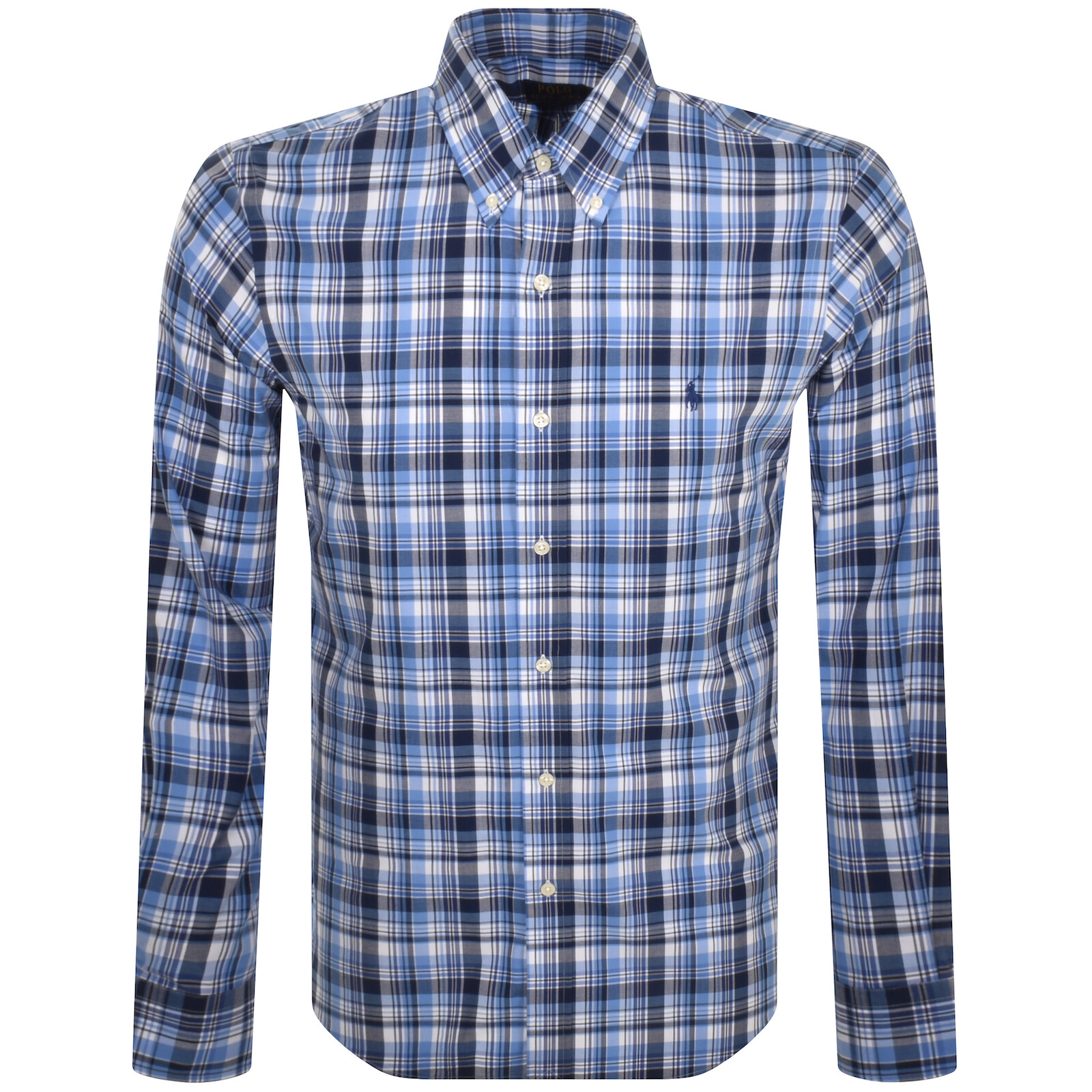 Shop Ralph Lauren Custom Fit Long Sleeve Shirt Blue