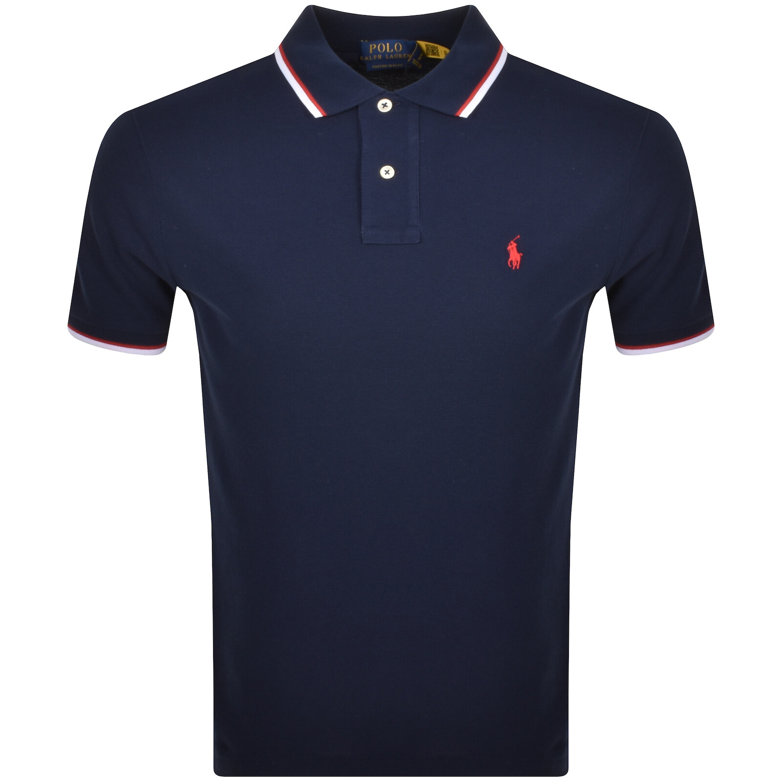 RALPH LAUREN RALPH LAUREN TWIN TIPPED POLO T SHIRT NAVY 