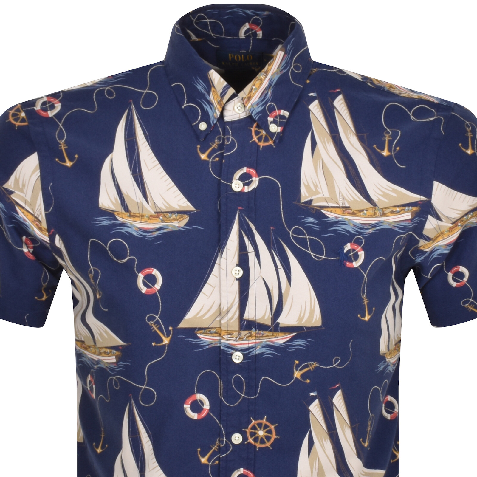 Shop Ralph Lauren Short Sleeved Patterned Shirt Navy