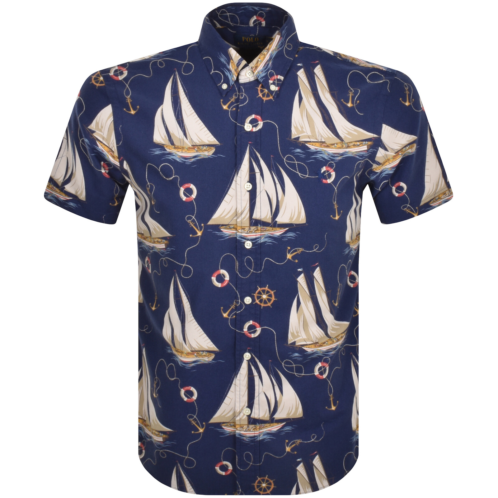 Shop Ralph Lauren Short Sleeved Patterned Shirt Navy