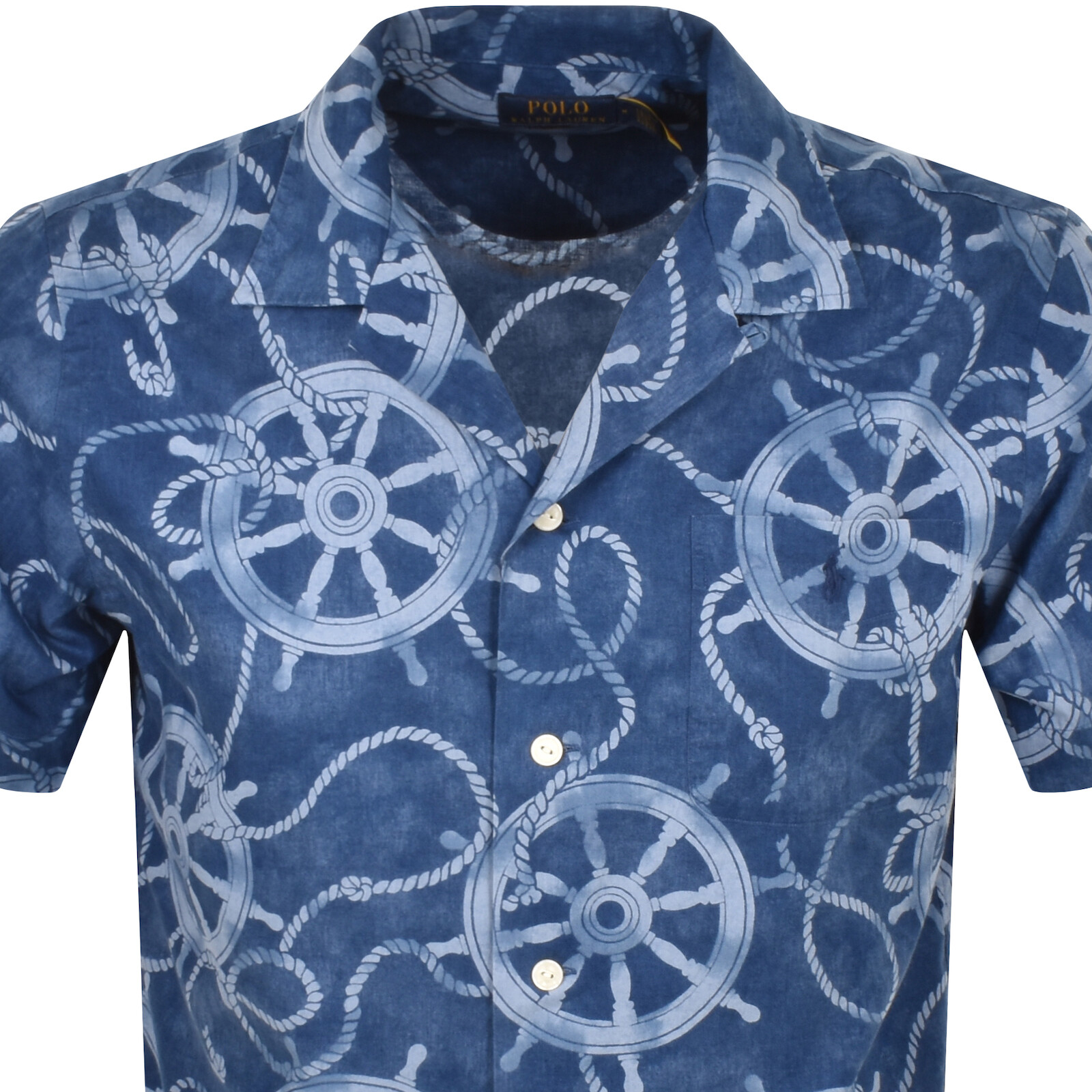 Shop Ralph Lauren Short Sleeve Patterned Shirt Blue