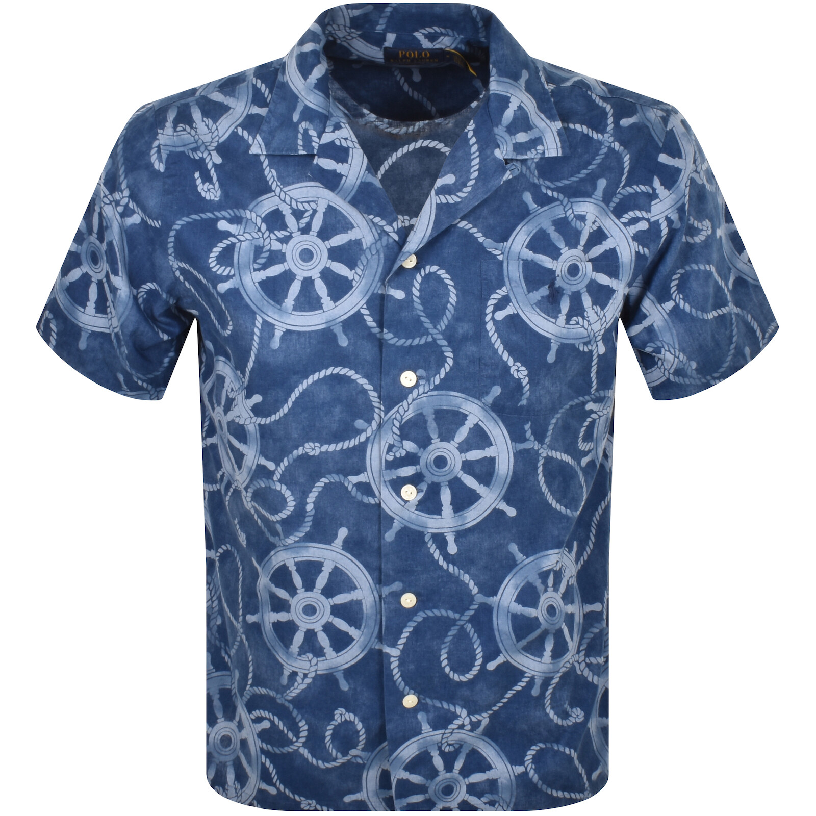 Shop Ralph Lauren Short Sleeve Patterned Shirt Blue