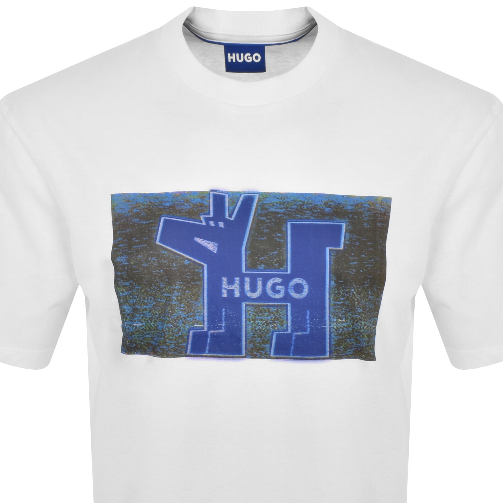 Shop Hugo Blue Nedary Crew Neck T Shirt White