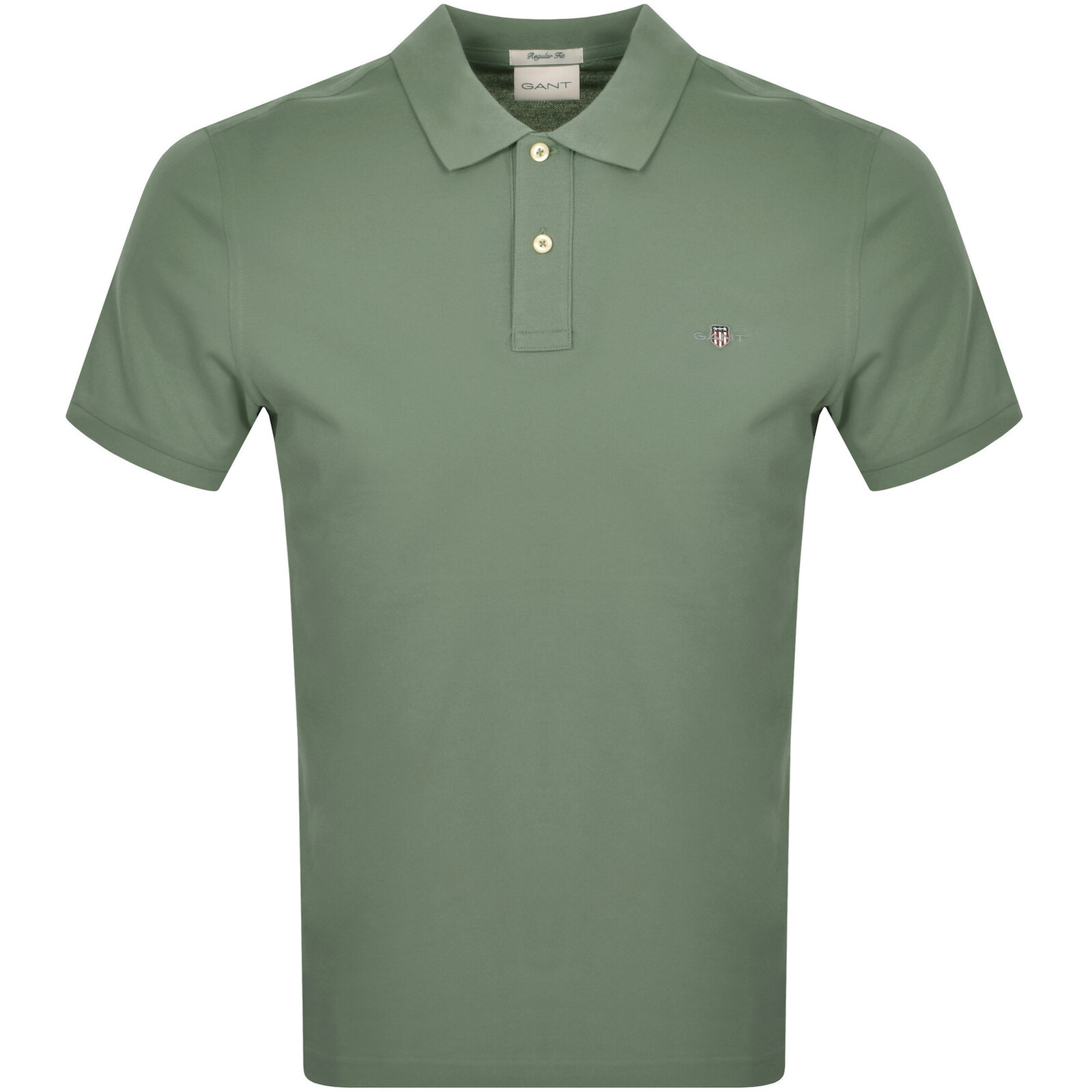 Shop Gant Regular Shield Pique Polo T Shirt Green