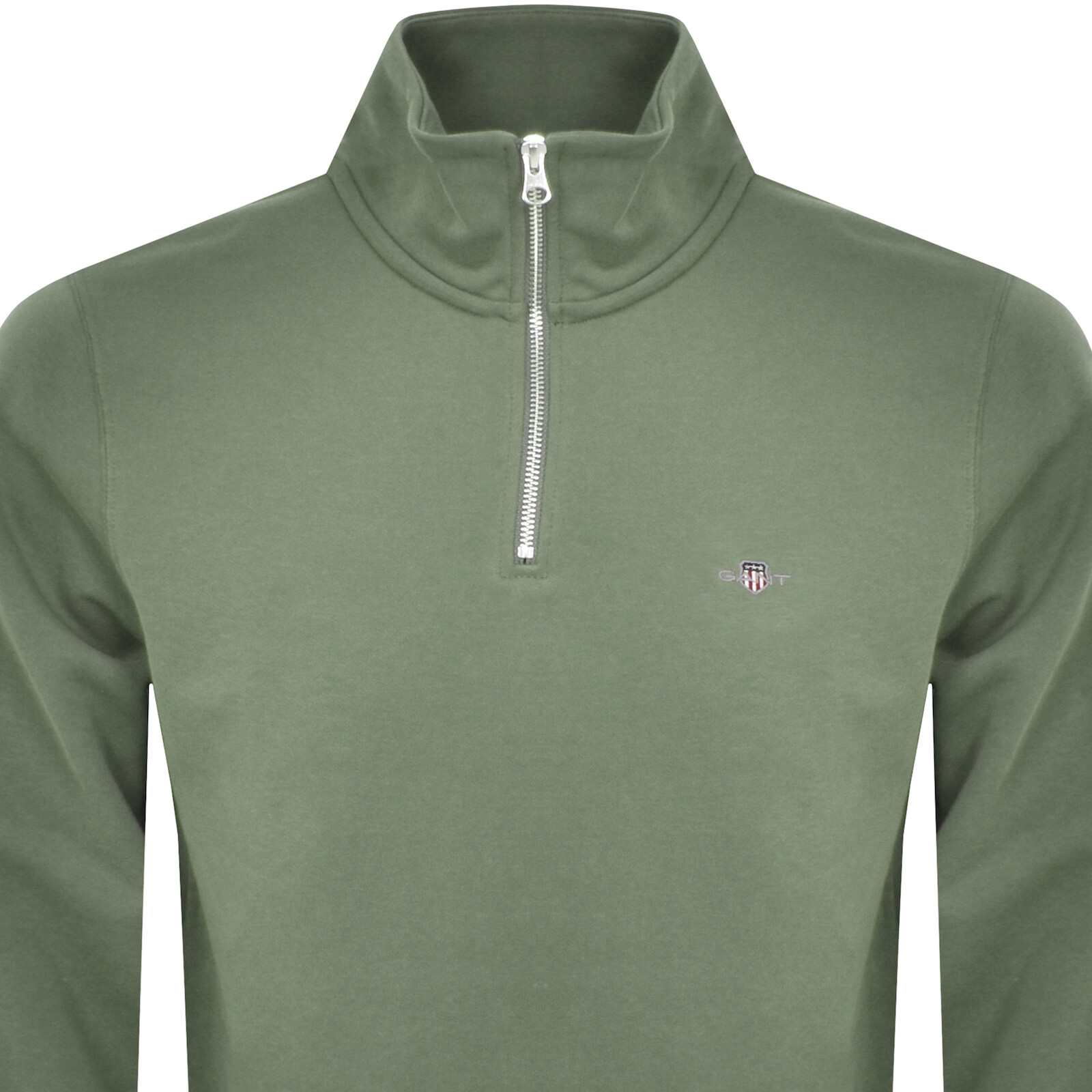 Shop Gant Shield Logo Half Zip Sweatshirt Green