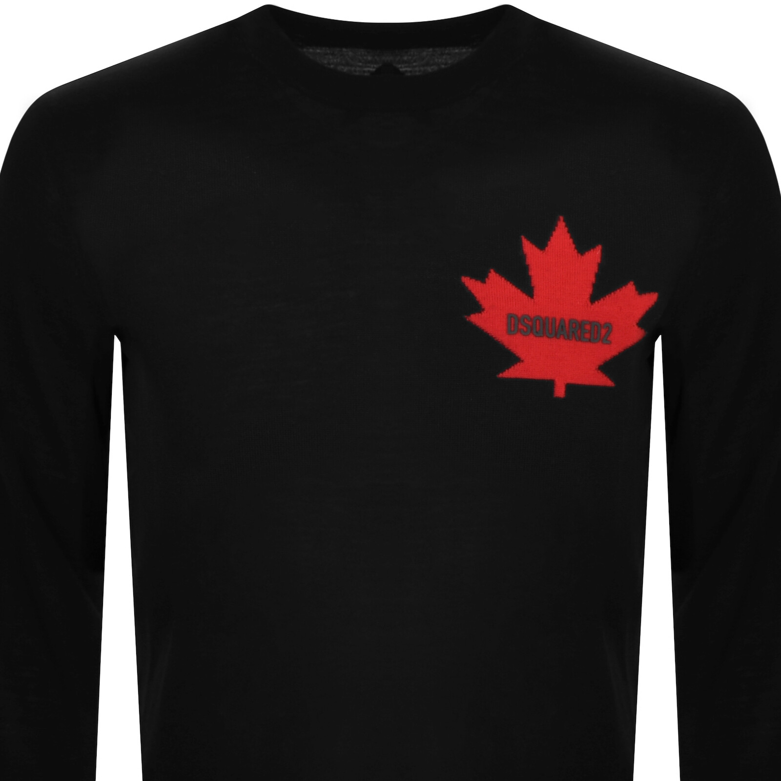 Dsquared2 Crewneck Sweater With Maple Leaf Print In Black