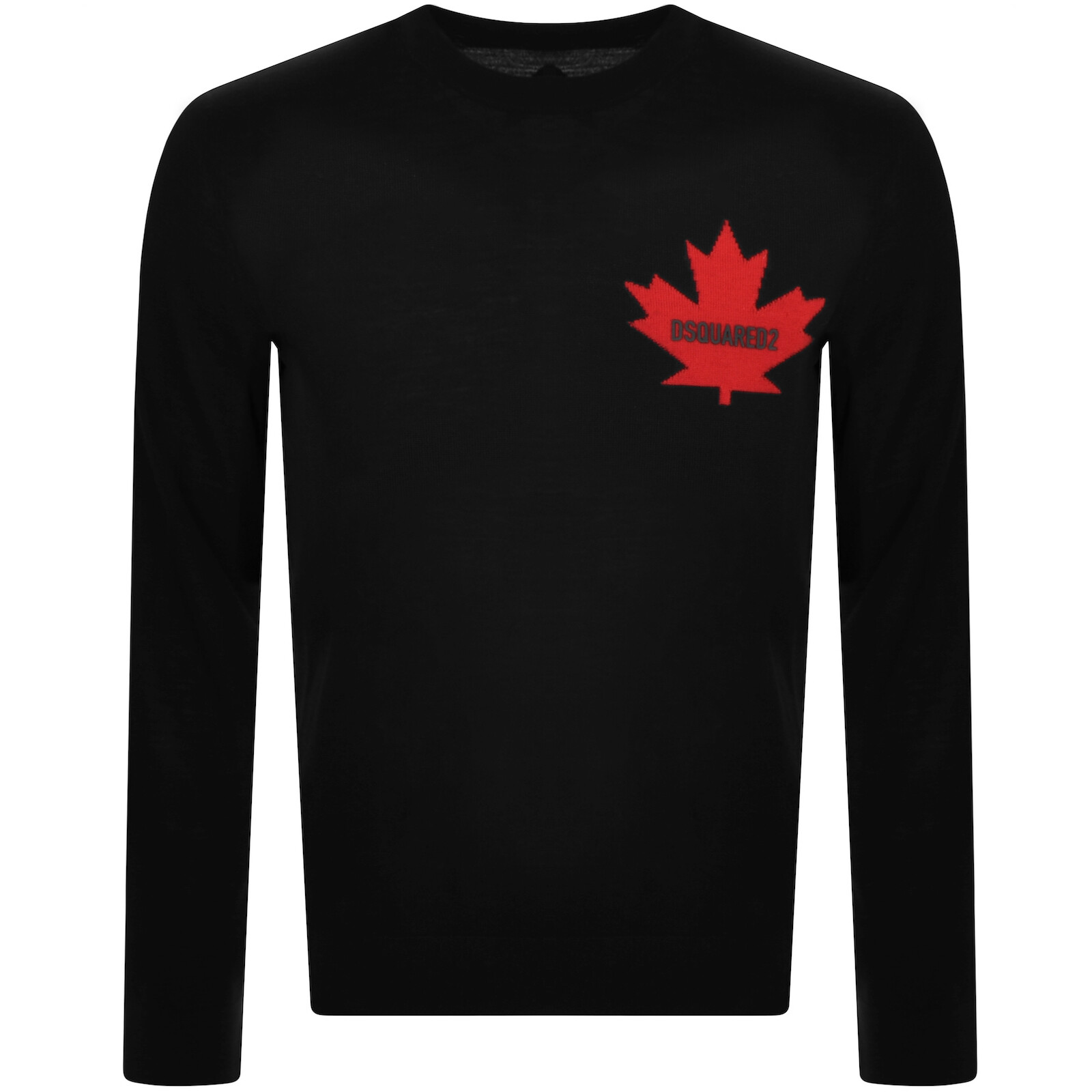 Dsquared2 Crewneck Sweater With Maple Leaf Print In Black
