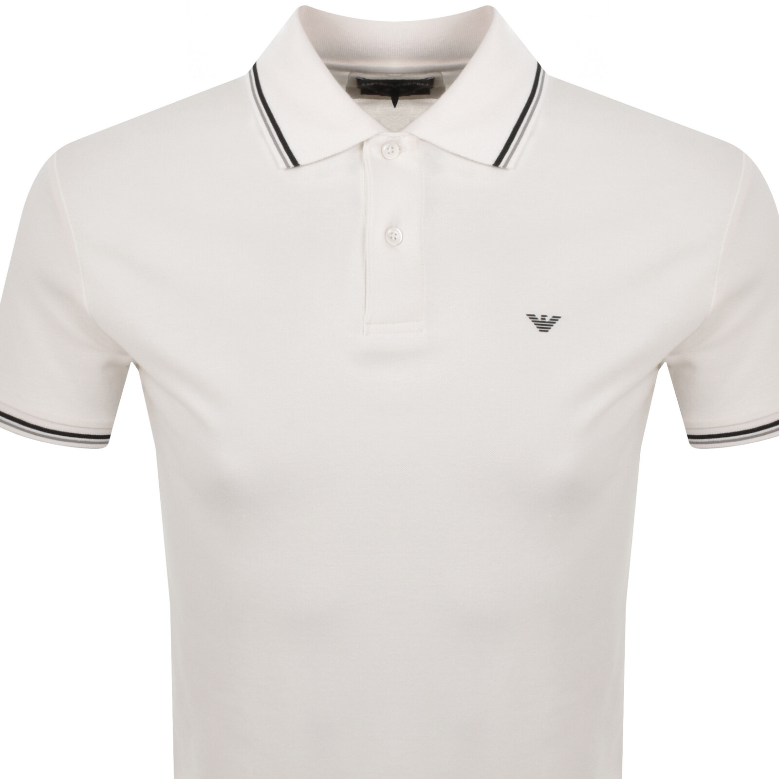 Shop Armani Collezioni Emporio Armani Short Sleeved Polo T Shirt Cream