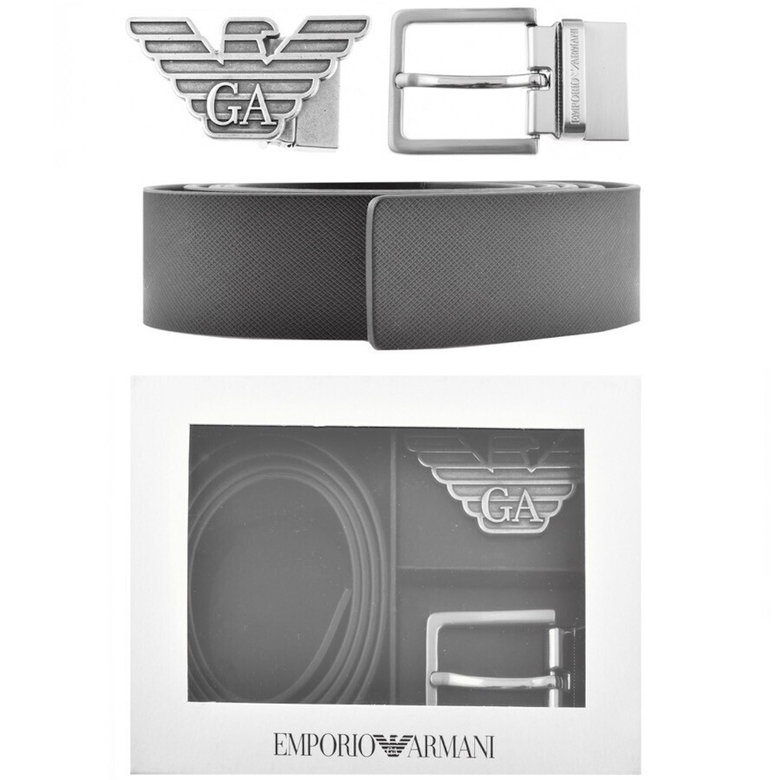 Shop Armani Collezioni Emporio Armani Reversible Belt Gift Set Black