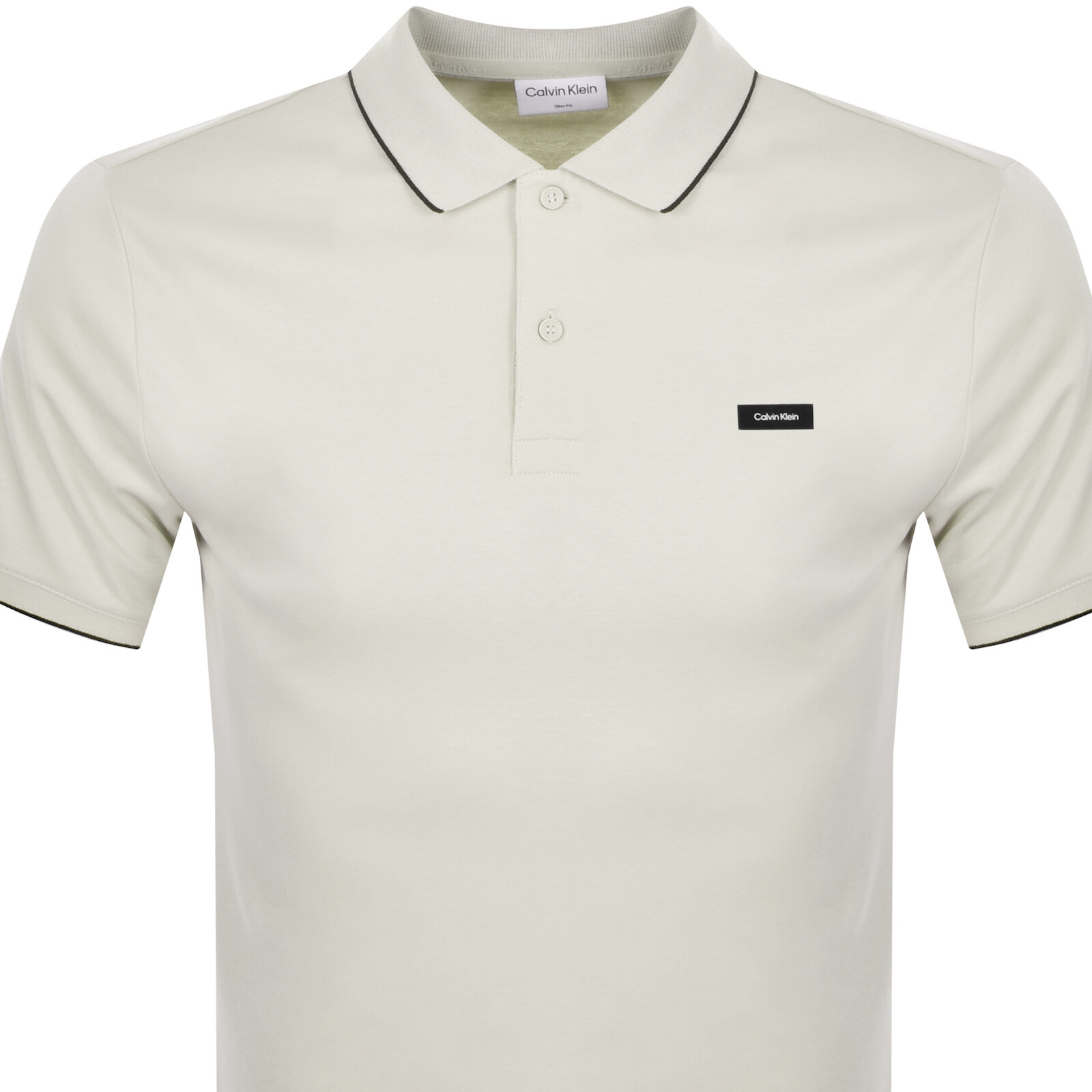 Shop Calvin Klein Pique Tipping Polo T Shirt Beige