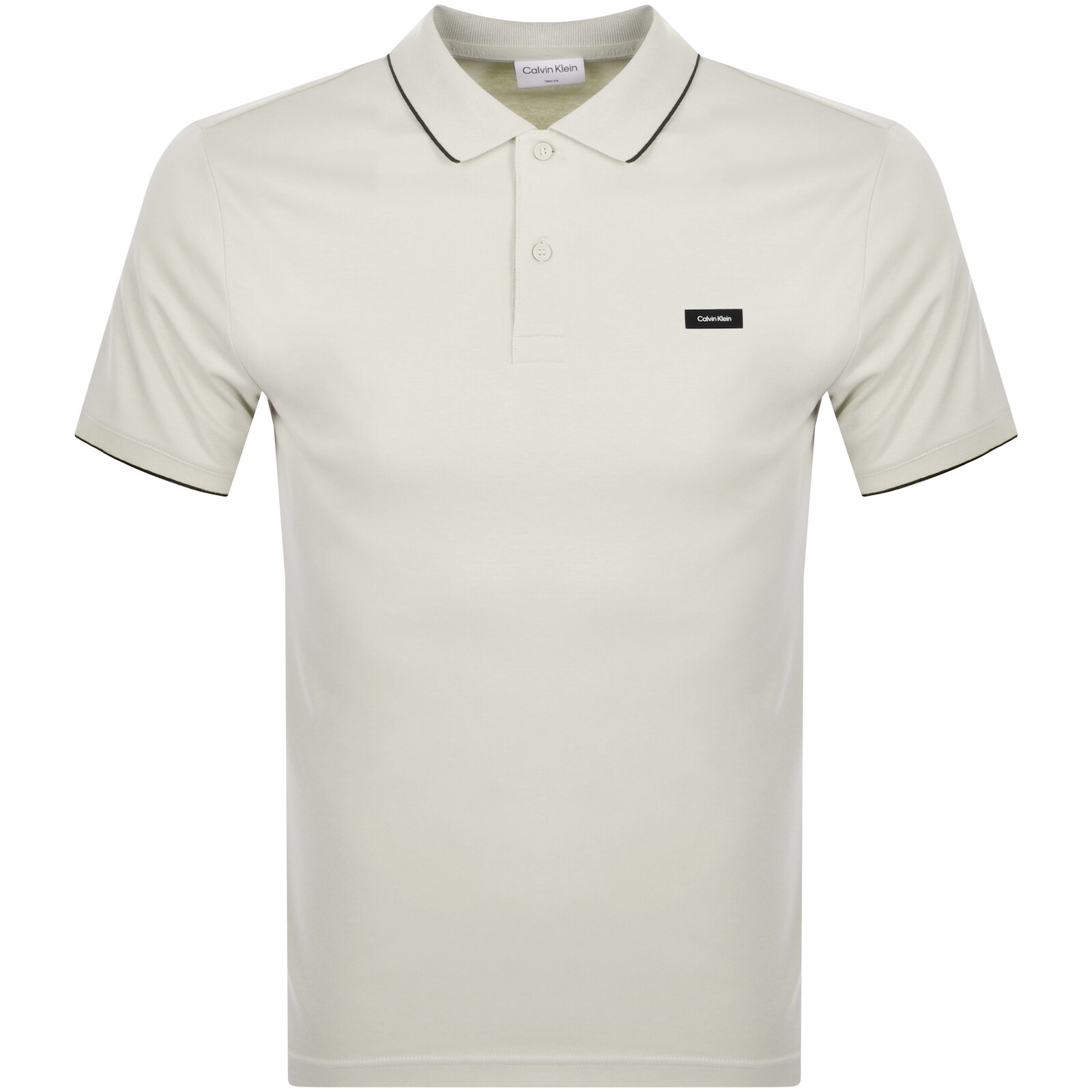 Calvin Klein Pique Tipping Polo T Shirt Beige