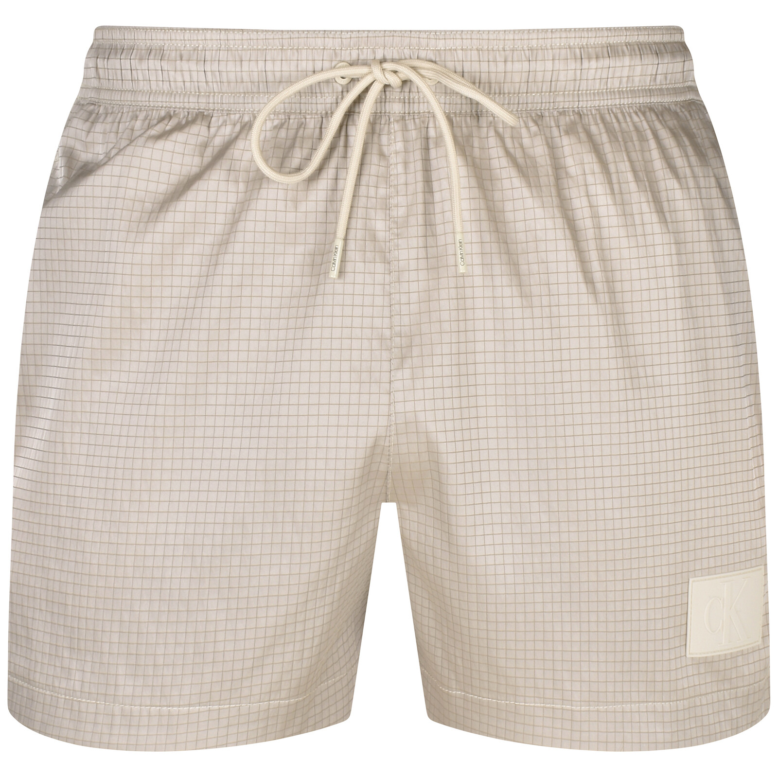 Shop Calvin Klein Check Swim Shorts Beige